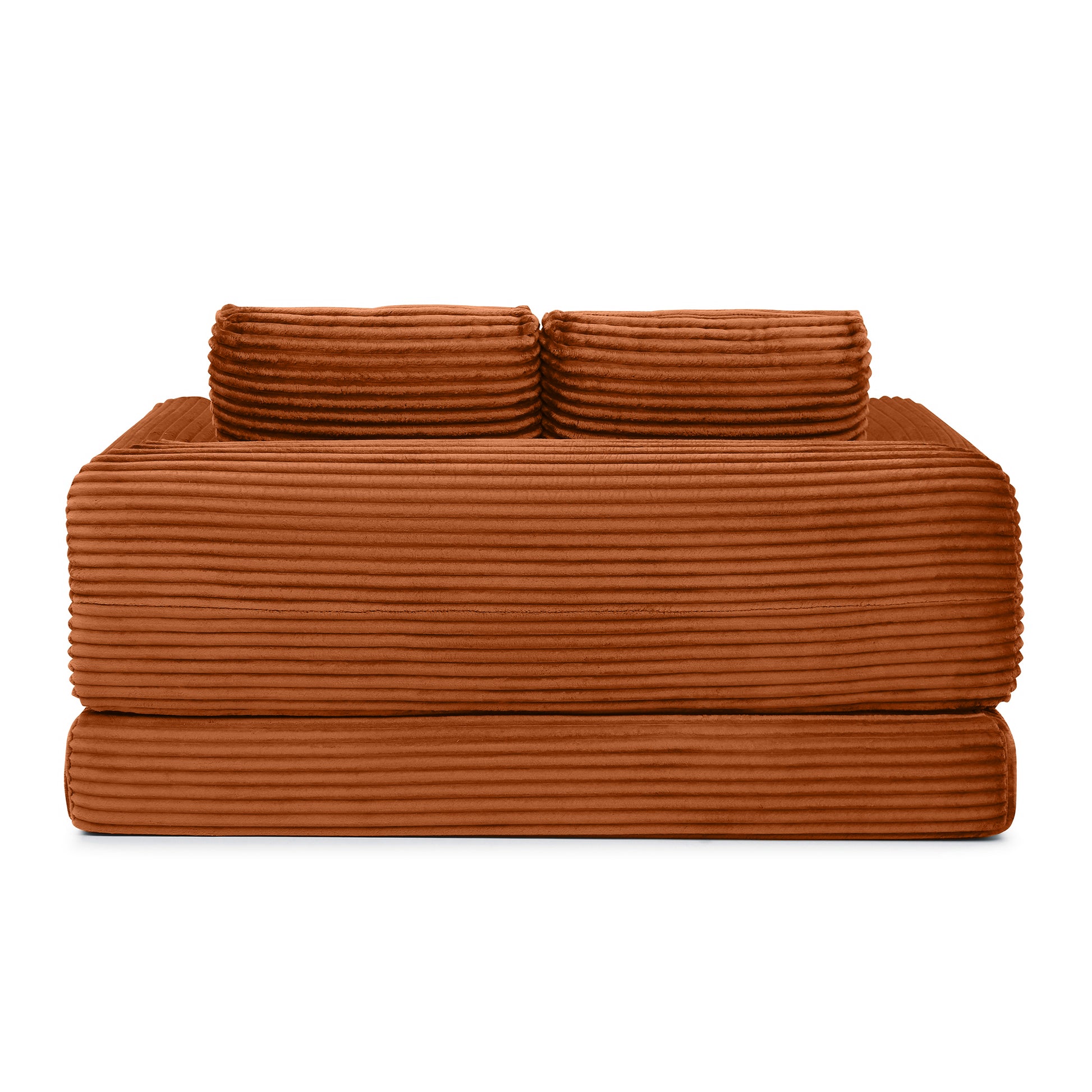 Corduroy Compression Sofa — 2/3/5-Seat — Orange / 2-Seat
