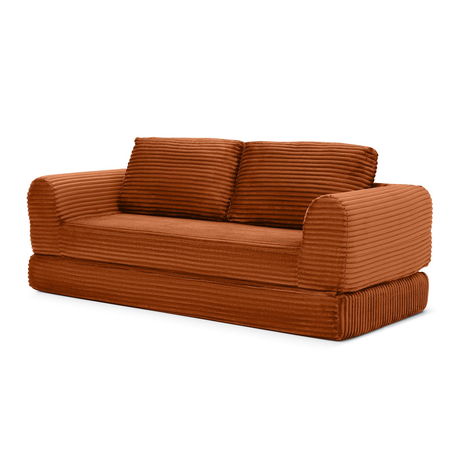 Corduroy Compression Sofa — 2/3/5-Seat — Orange / 3-Seat