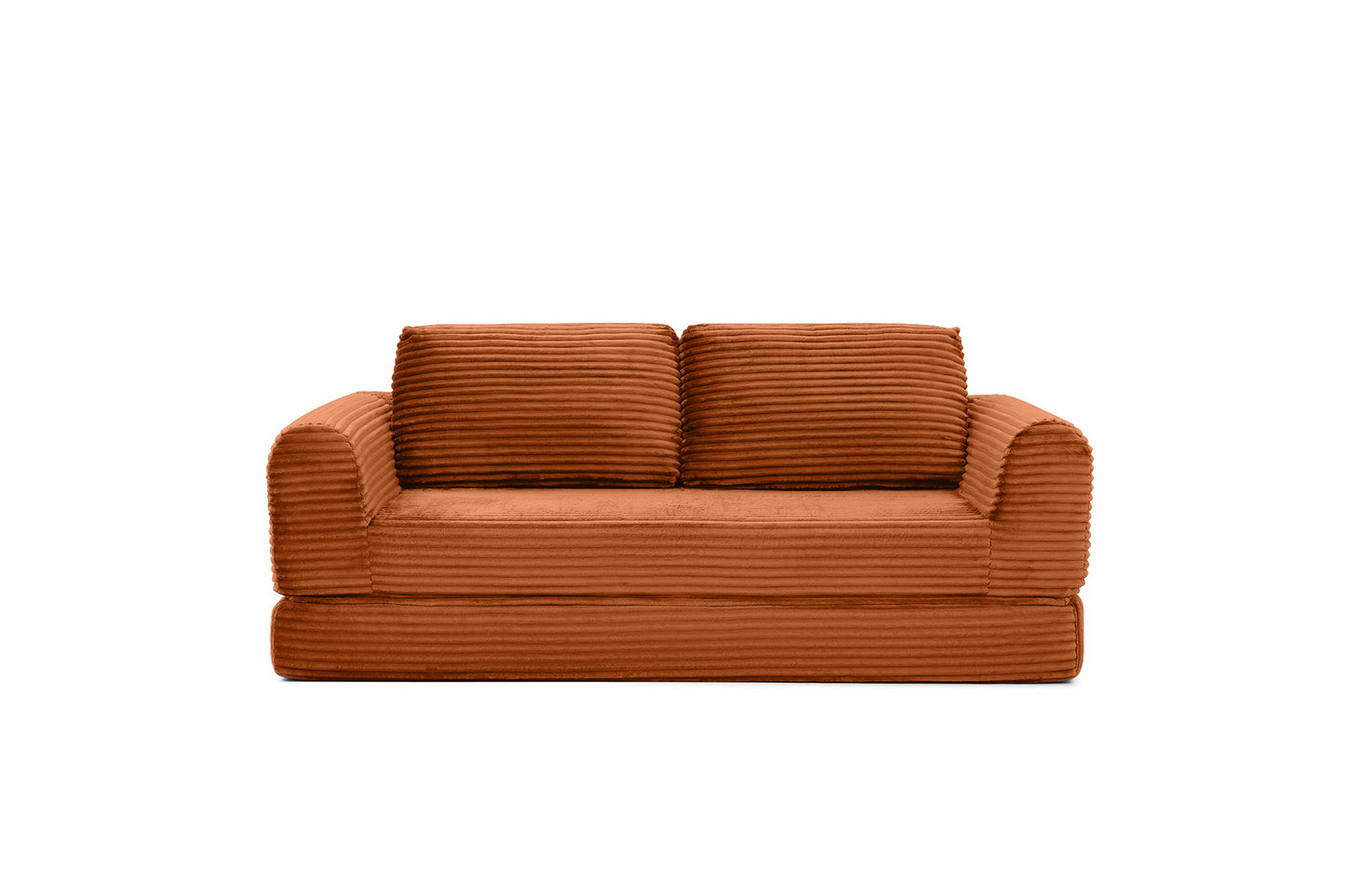 Corduroy Compression Sofa — 2/3/5-Seat — Orange / 3-Seat