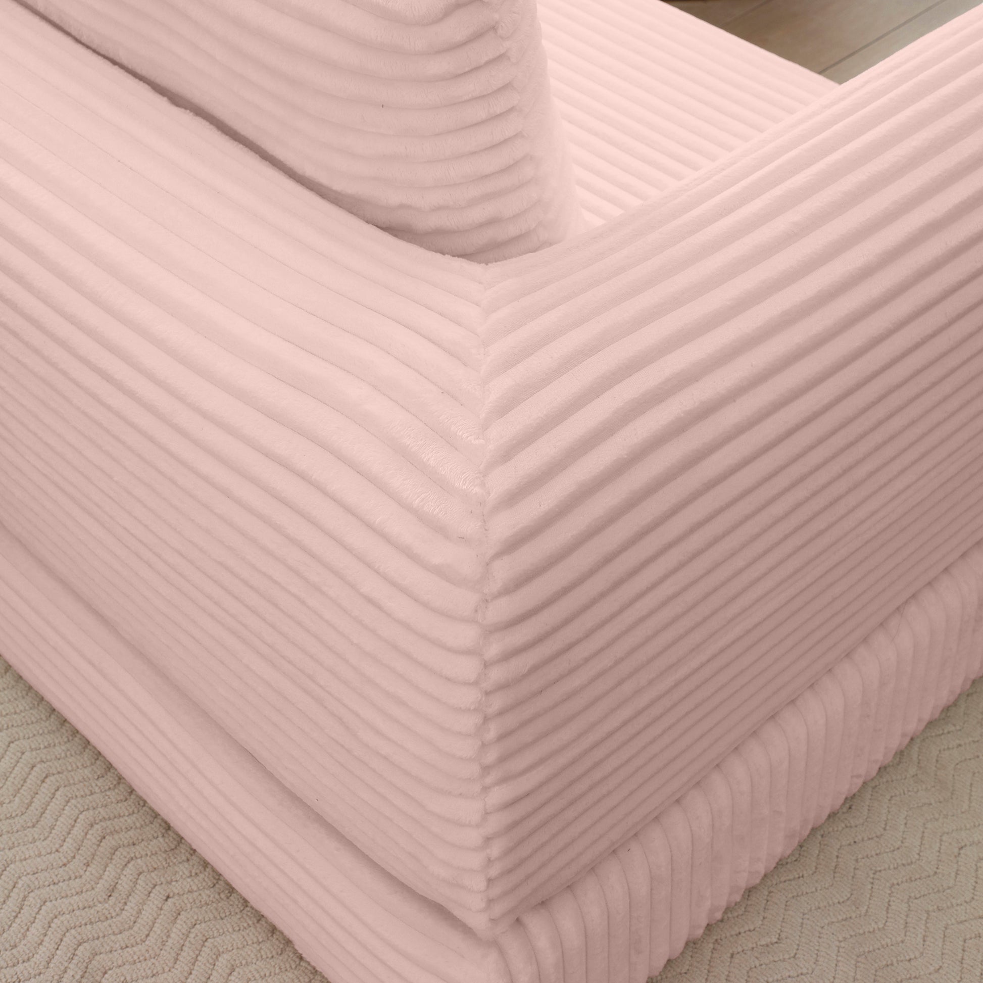 Corduroy Compression Sofa — 2/3/5-Seat — Pink / 3-Seat
