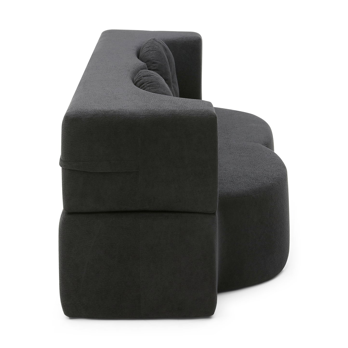Cotton Linen Compression Loveseat — 2-Seat — Black