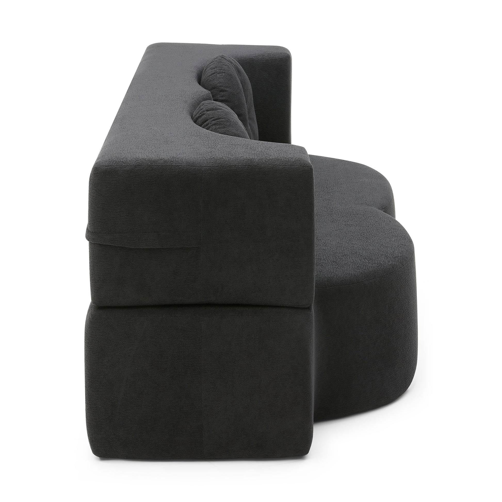 Cotton Linen Compression Loveseat — 2-Seat — Black