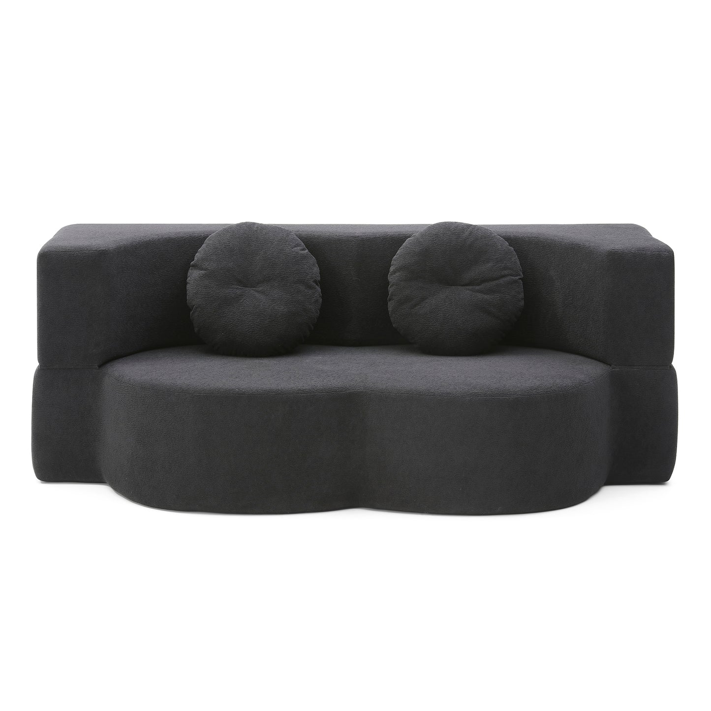Cotton Linen Compression Loveseat — 2-Seat — Black