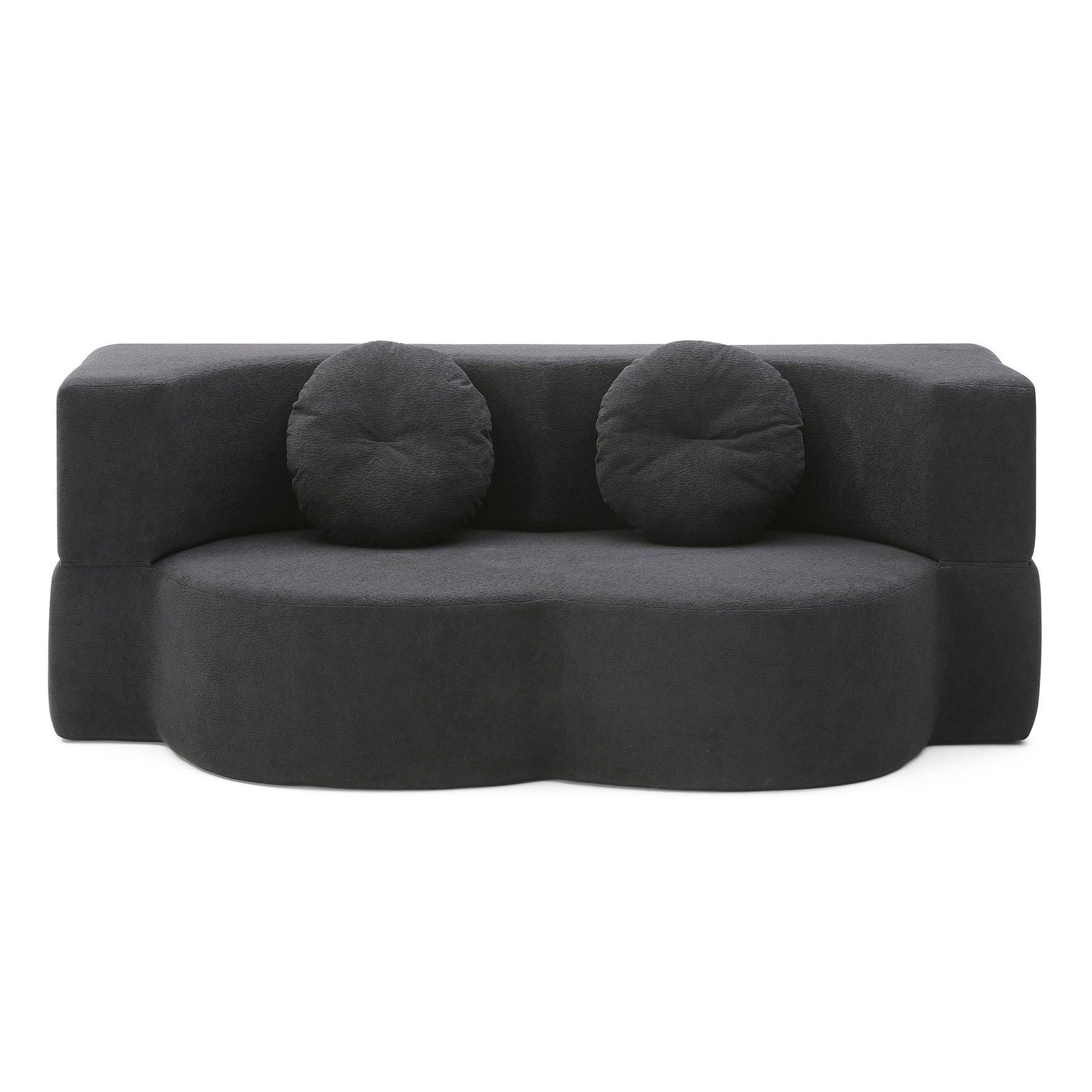 Cotton Linen Compression Loveseat — 2-Seat — Black