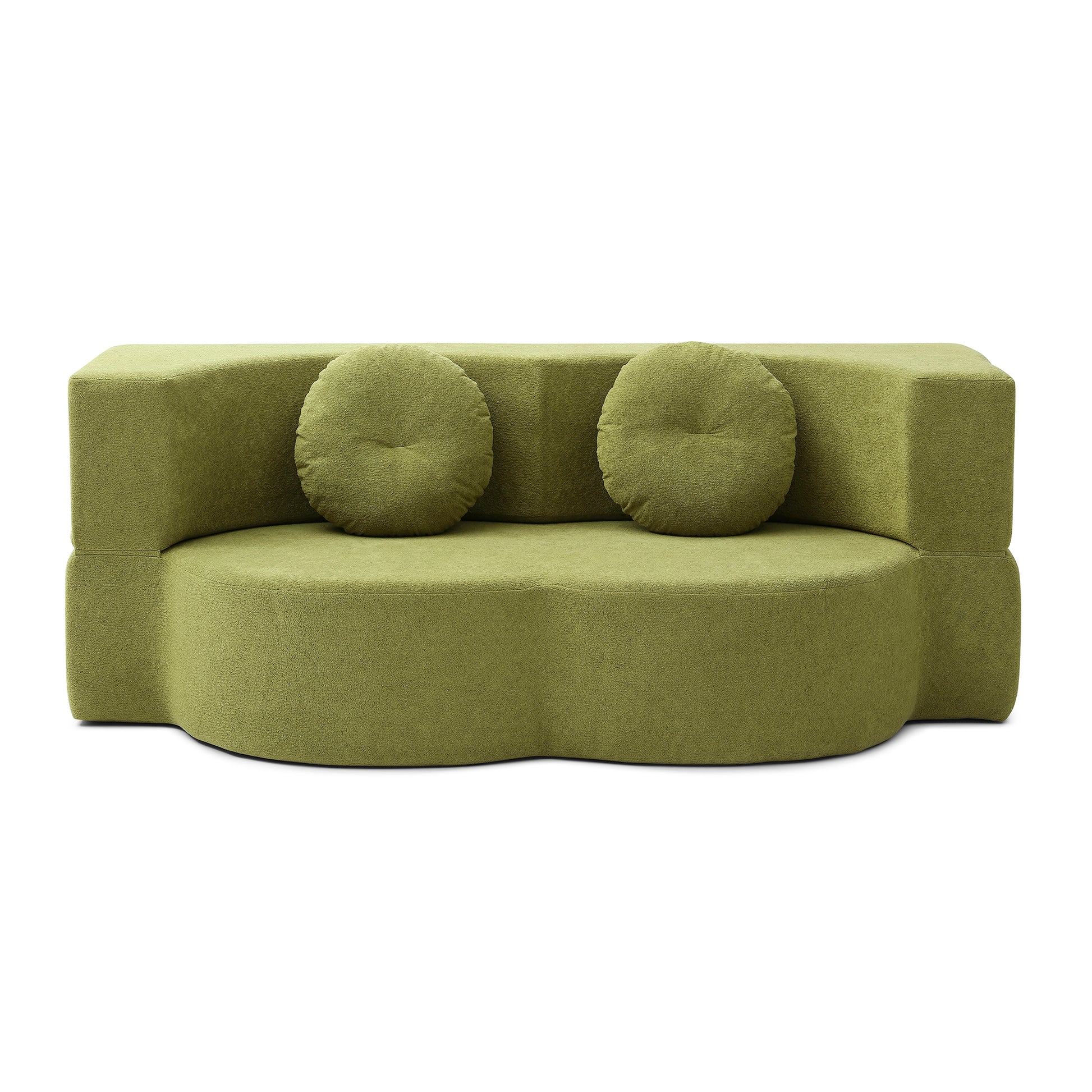 Cotton Linen Compression Loveseat — 2-Seat — Green