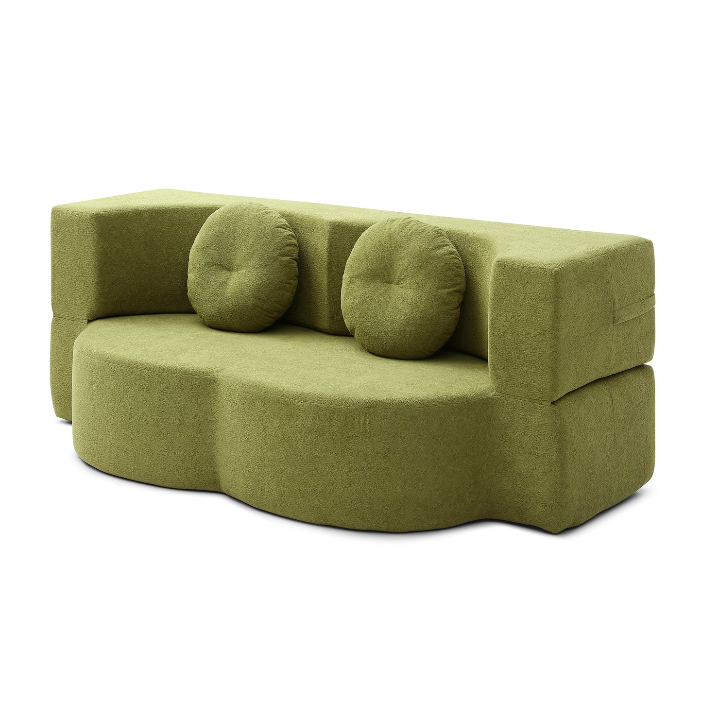 Cotton Linen Compression Loveseat — 2-Seat — Green