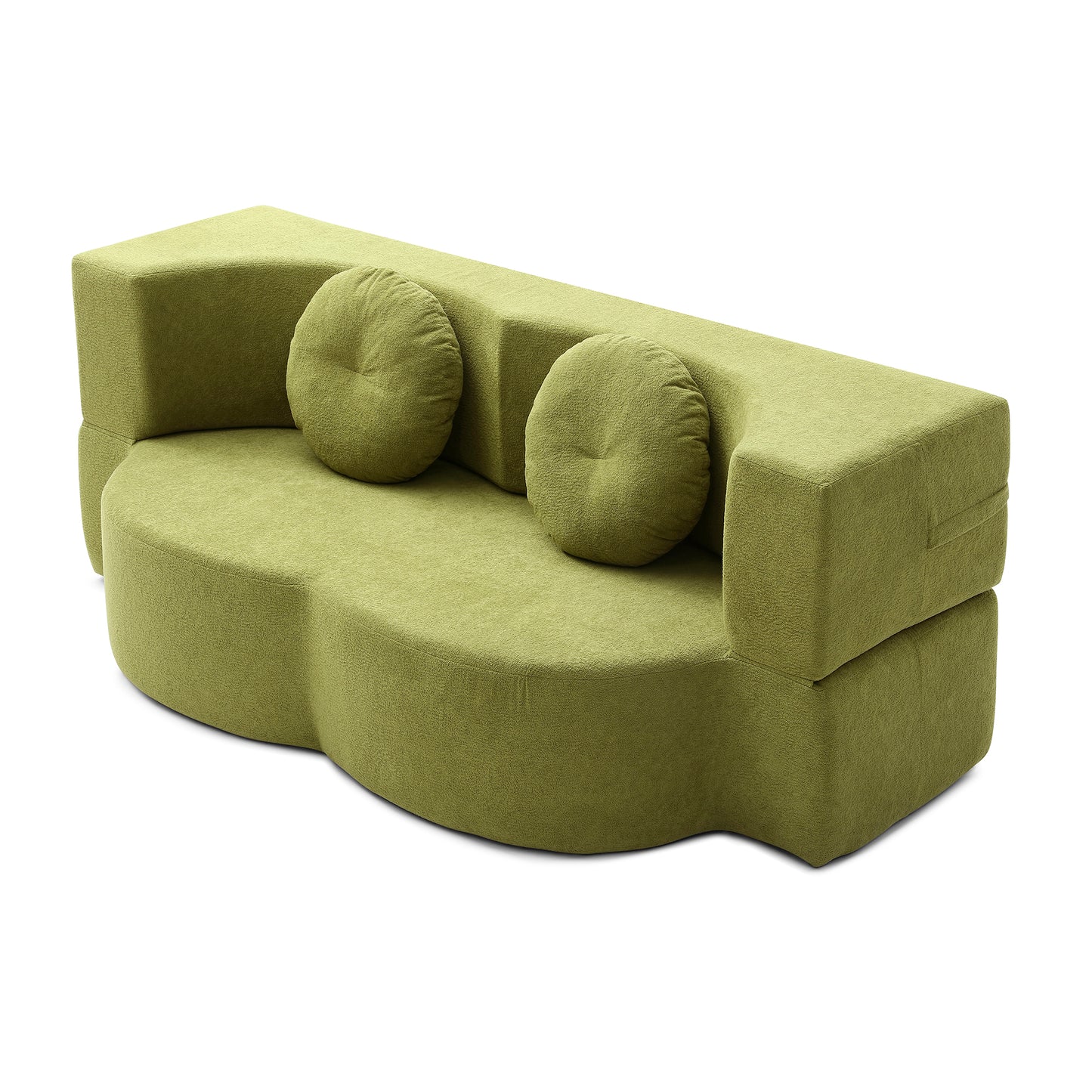 Cotton Linen Compression Loveseat — 2-Seat — Green