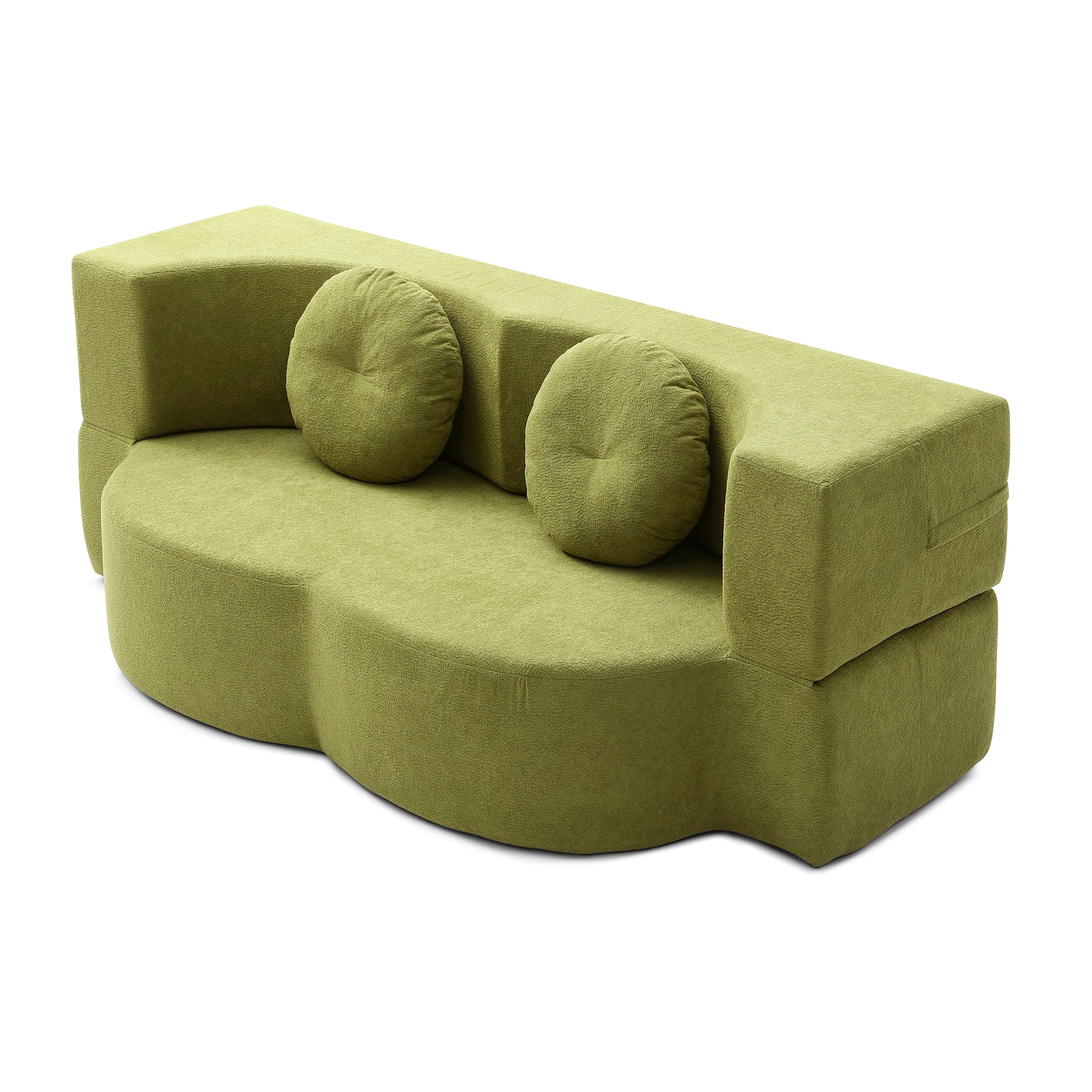 Cotton Linen Compression Loveseat — 2-Seat — Green