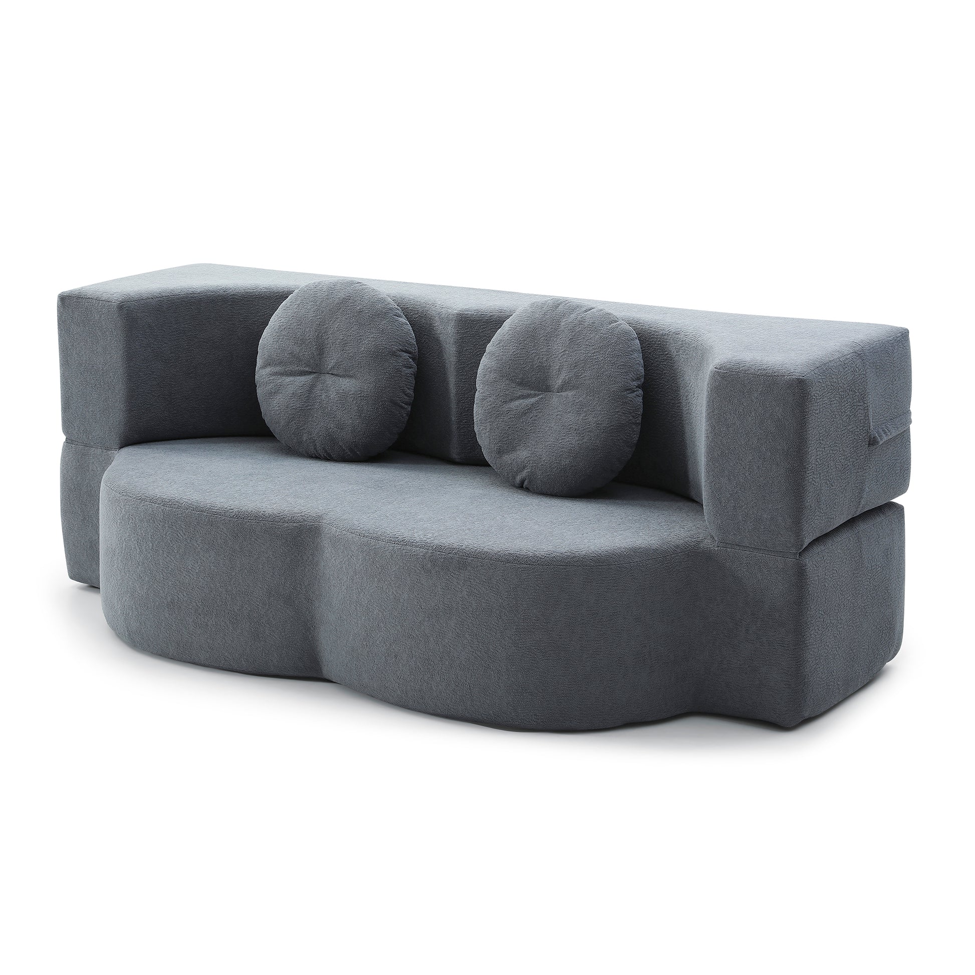 Cotton Linen Compression Loveseat — 2-Seat — Grey