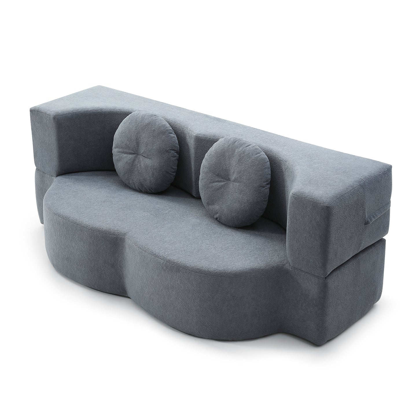 Cotton Linen Compression Loveseat — 2-Seat — Grey