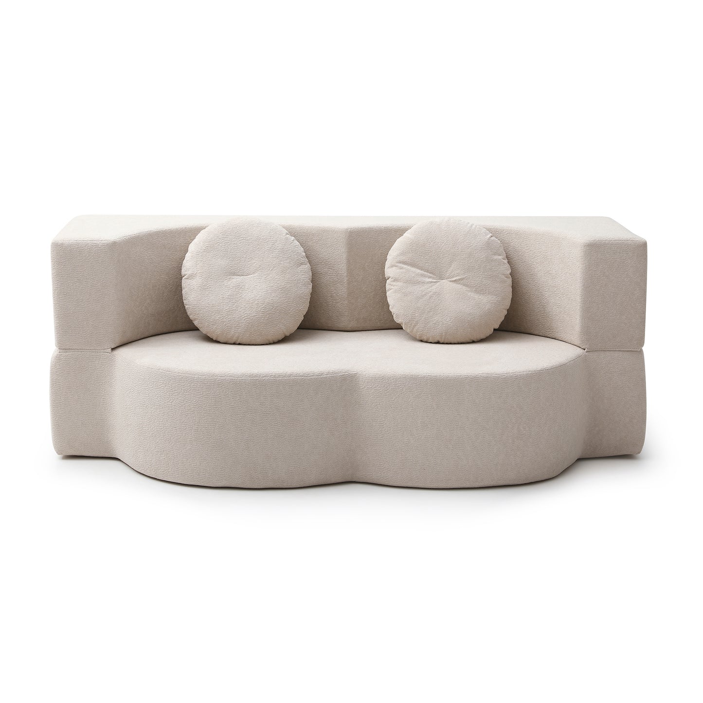 Cotton Linen Compression Loveseat — 2-Seat — Khaki