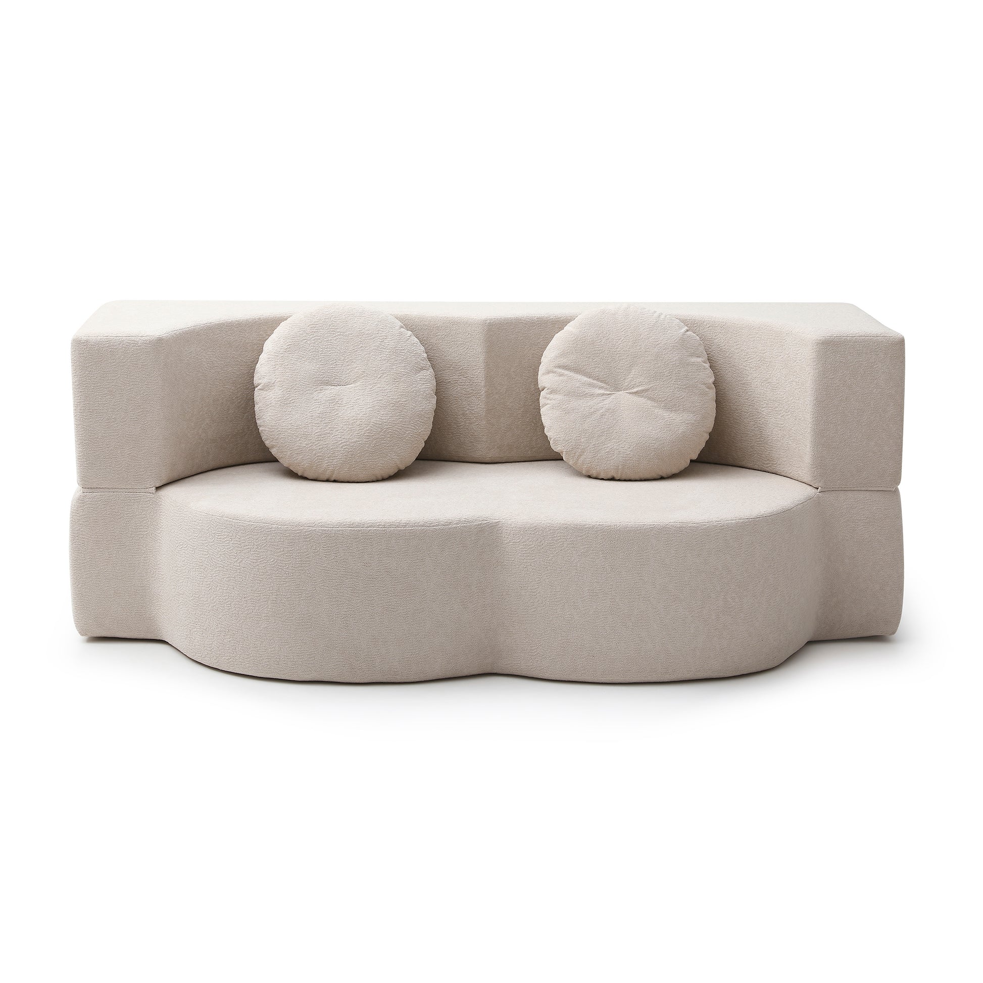 Cotton Linen Compression Loveseat — 2-Seat — Khaki
