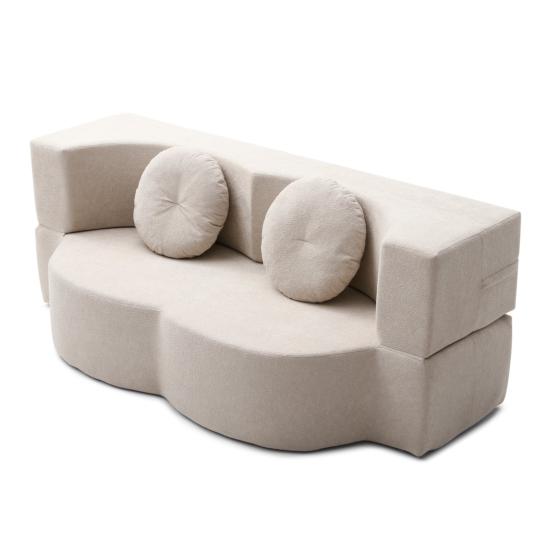 Cotton Linen Compression Loveseat — 2-Seat — Khaki