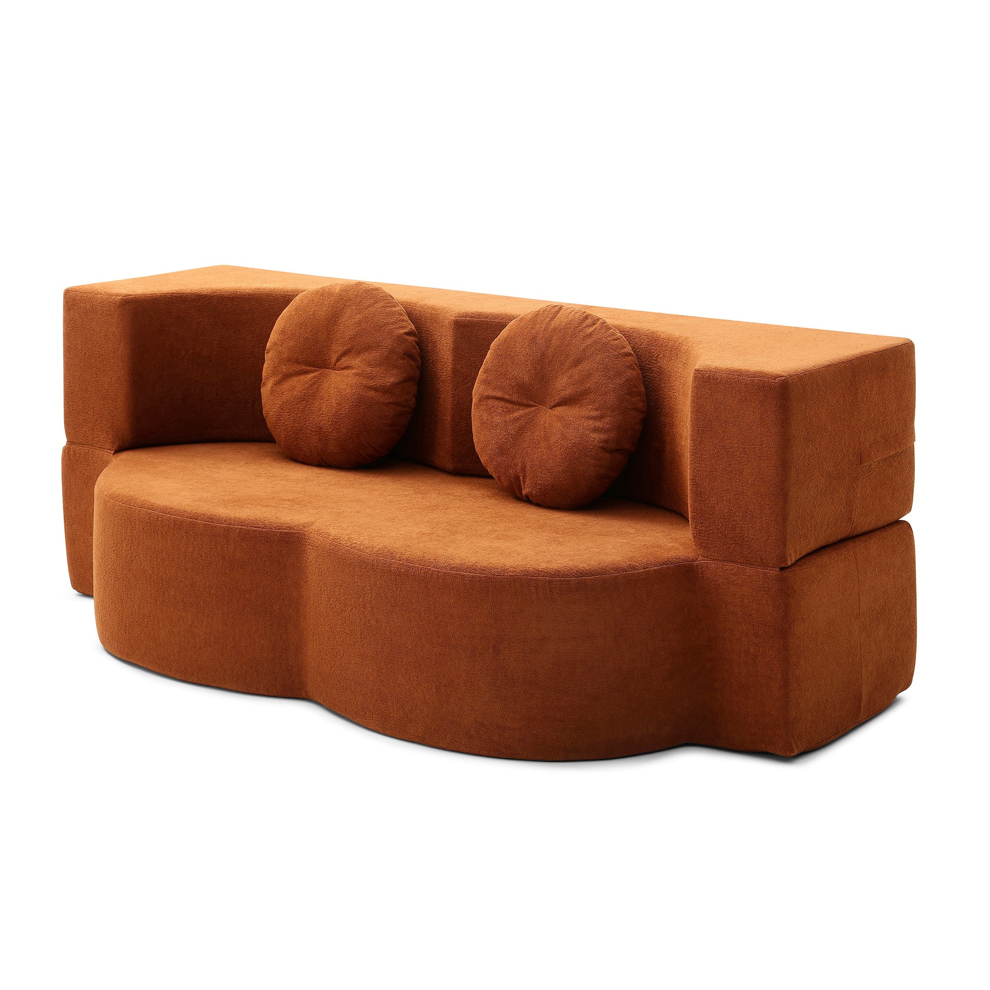 Cotton Linen Compression Loveseat — 2-Seat — Orange