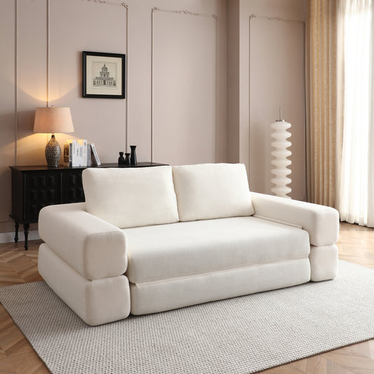 Corduroy Compression Loveseat — 2-Seat, 81"W — Beige