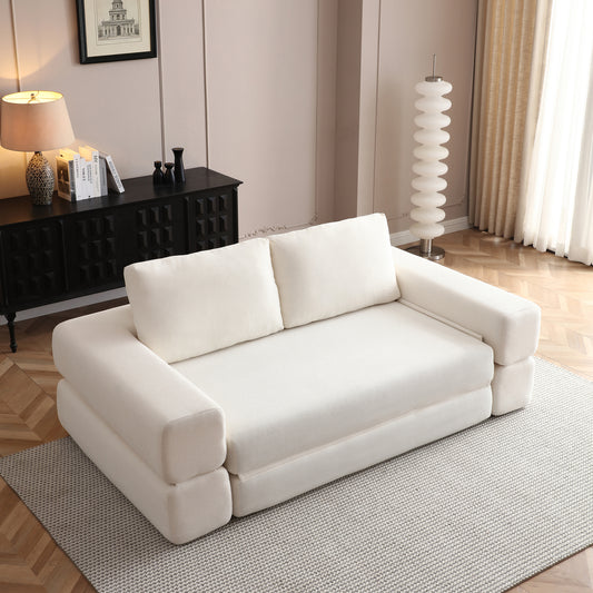 Corduroy Compression Loveseat — 2-Seat, 81"W — Beige