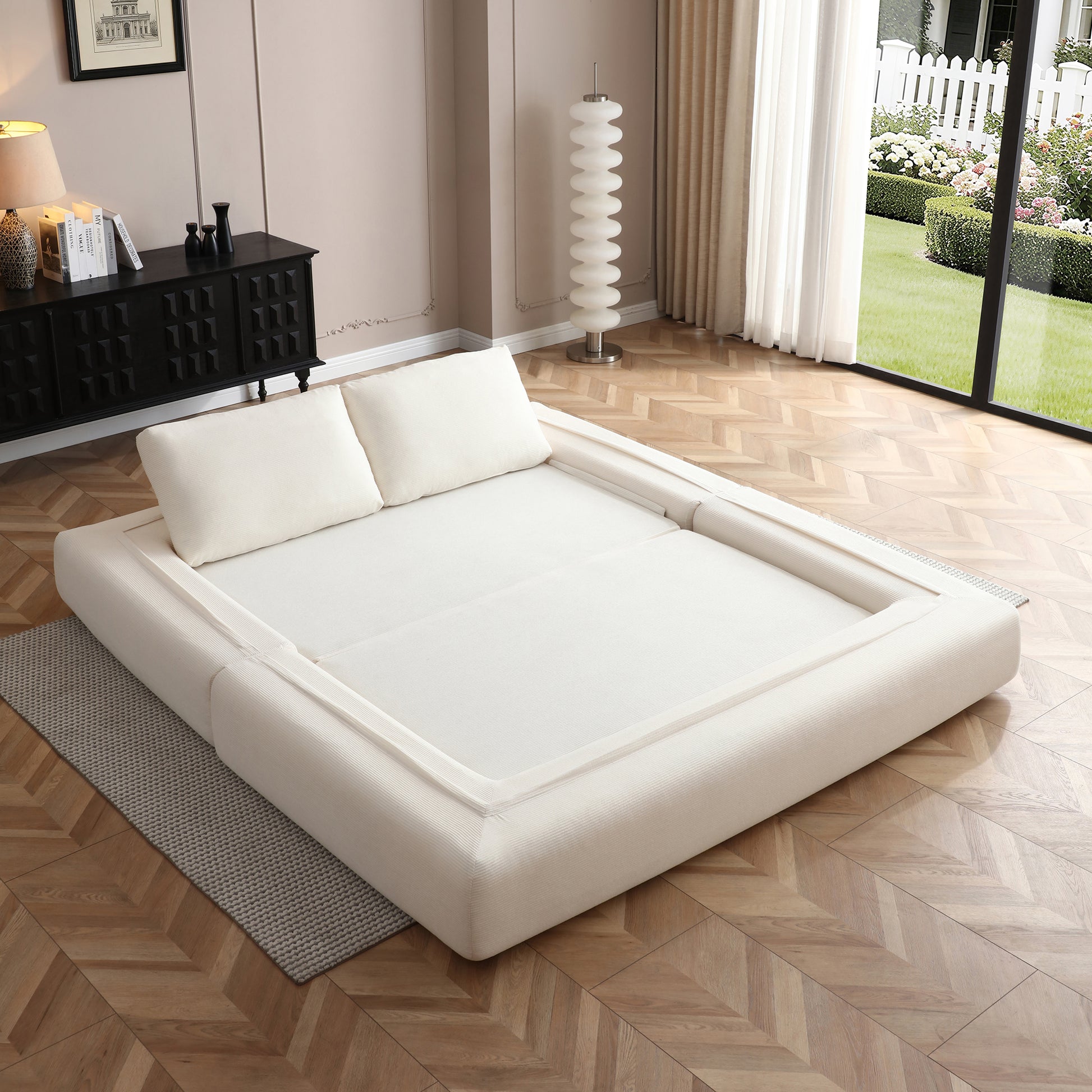 Corduroy Compression Loveseat — 2-Seat, 81"W — Beige