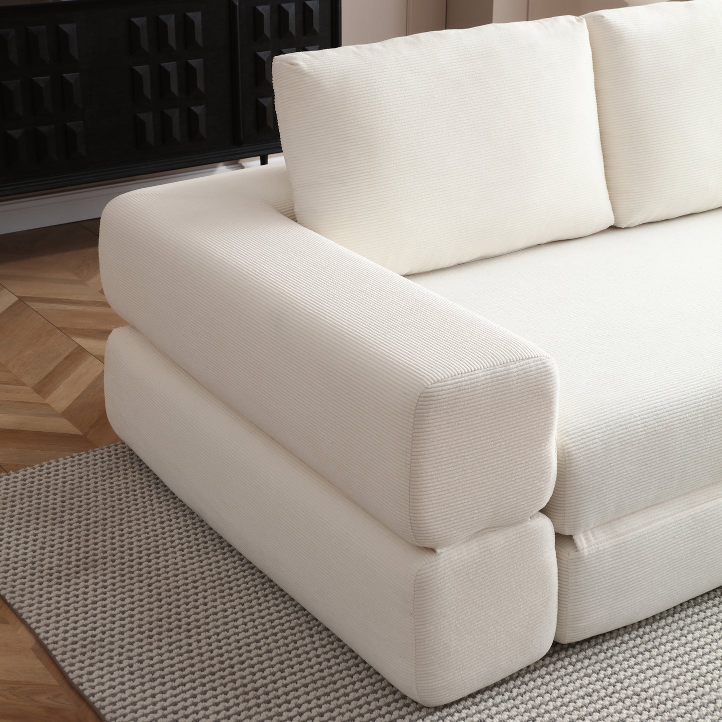 Corduroy Compression Loveseat — 2-Seat, 81"W — Beige