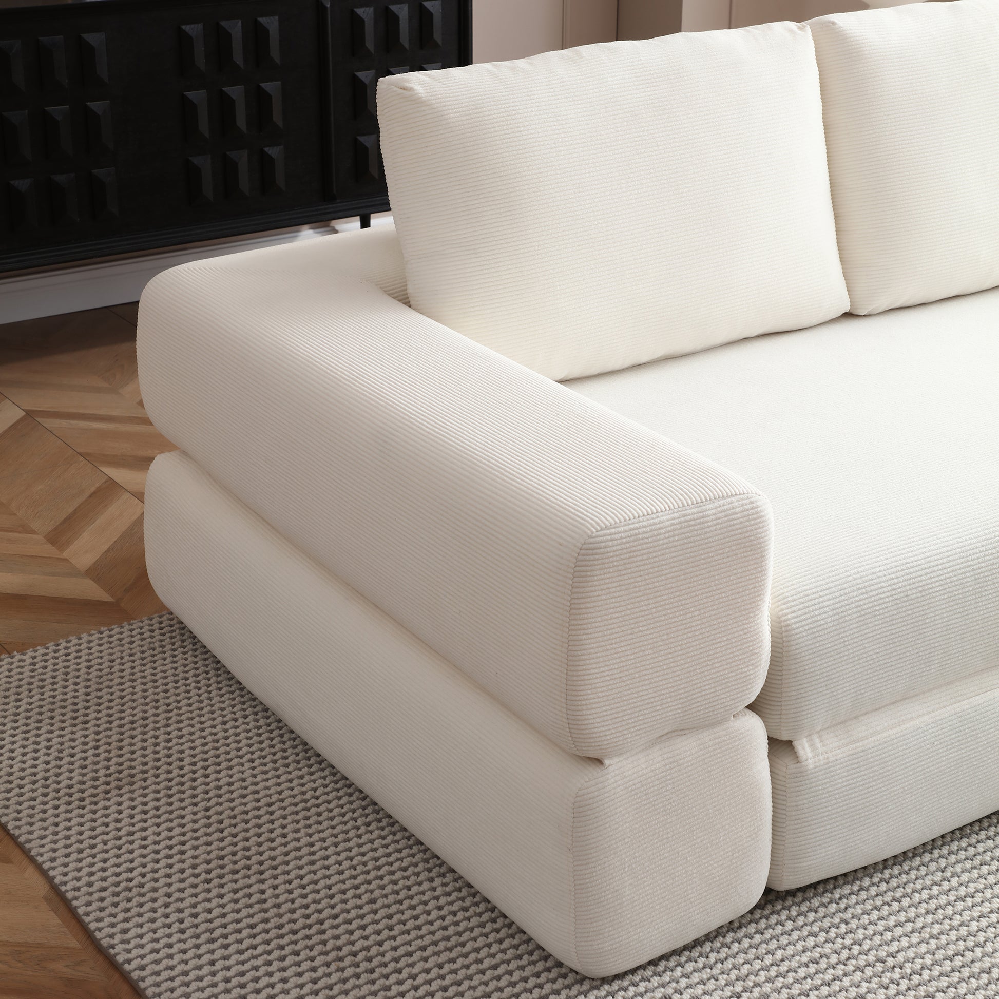 Corduroy Compression Loveseat — 2-Seat, 81"W — Beige