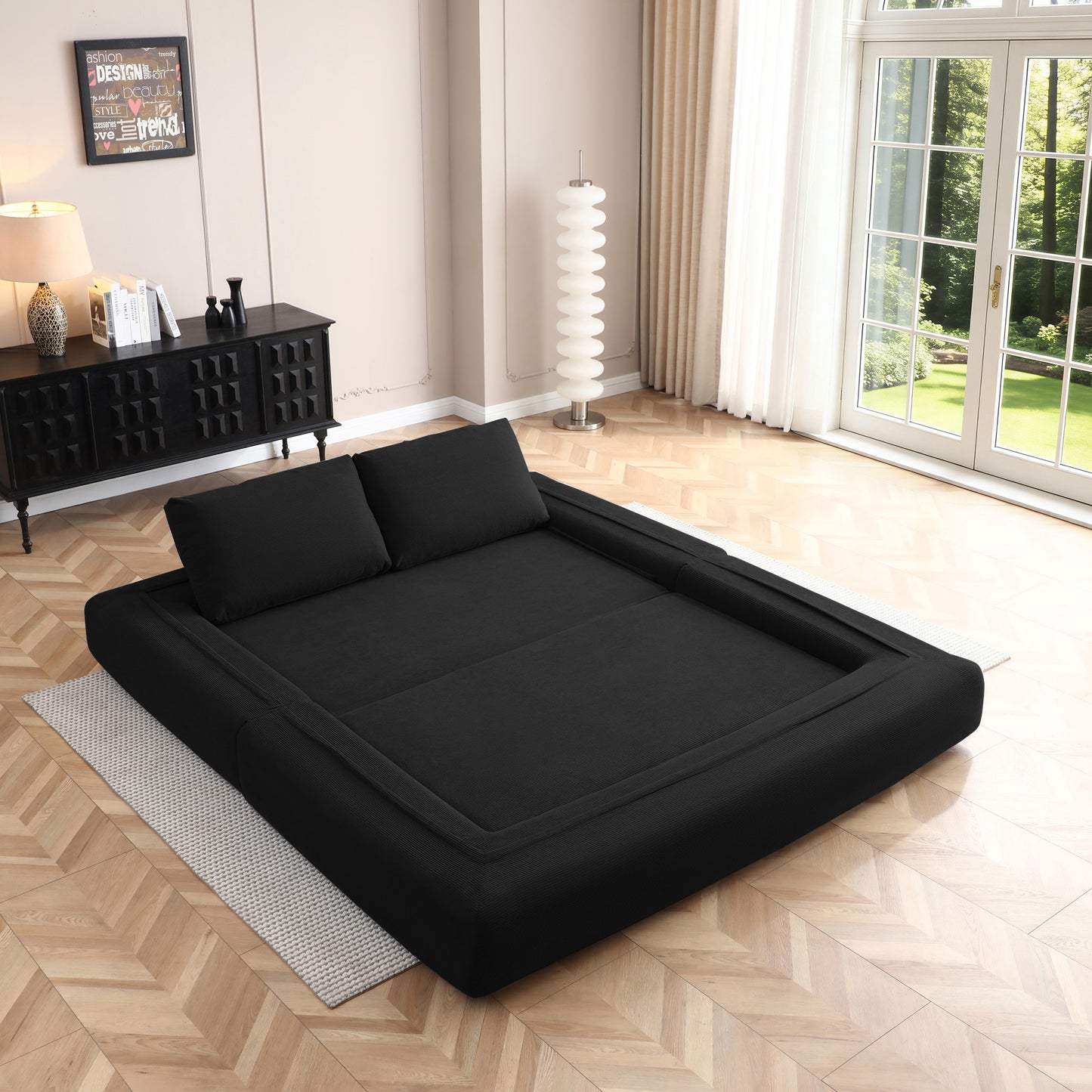 Corduroy Compression Loveseat — 2-Seat, 81"W — Black