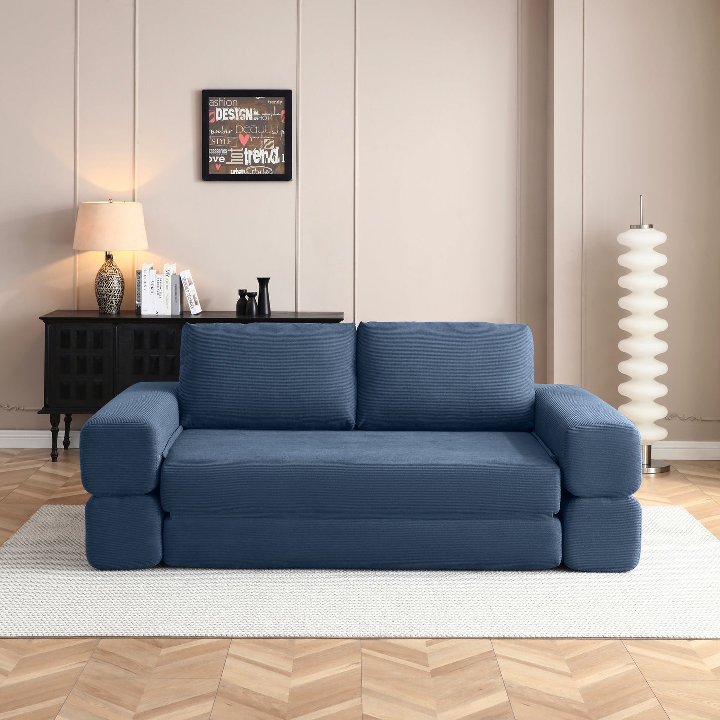 Corduroy Compression Loveseat — 2-Seat, 81"W — Blue