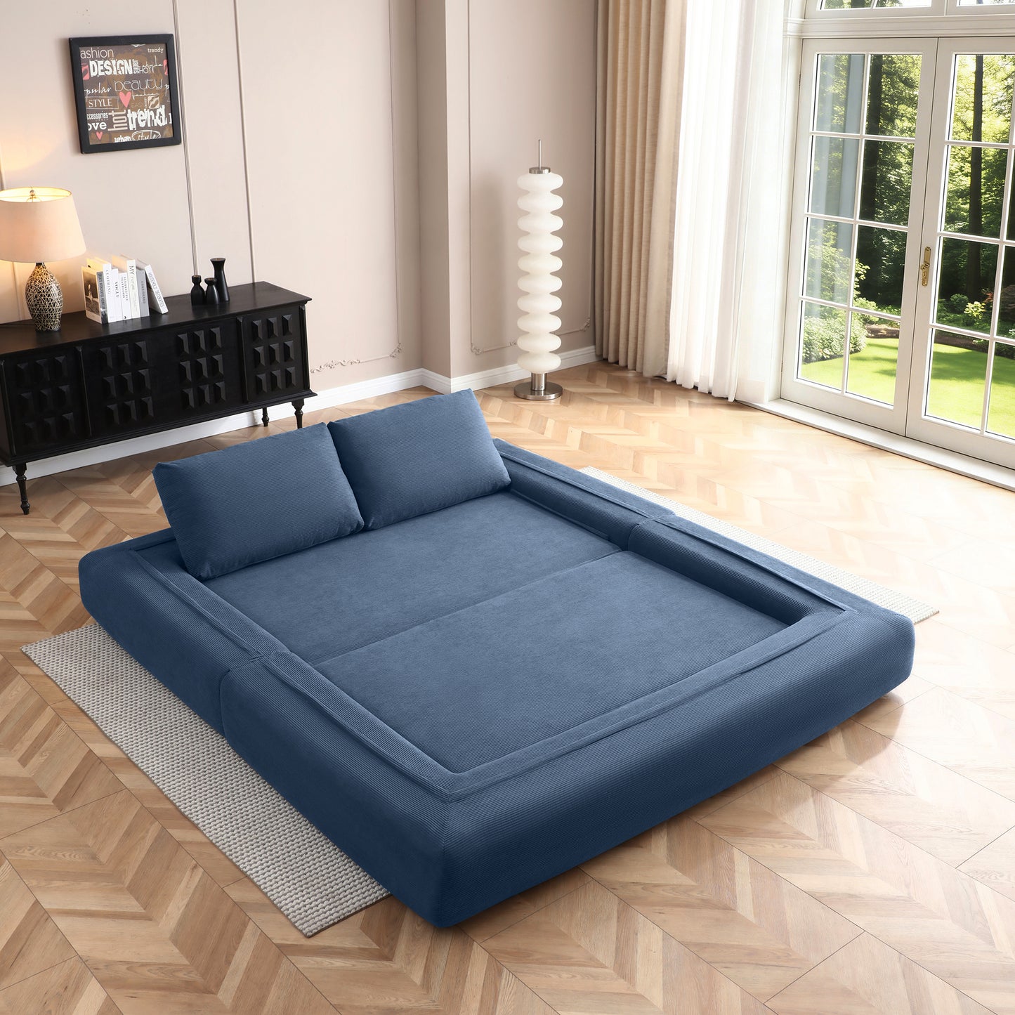 Corduroy Compression Loveseat — 2-Seat, 81"W — Blue