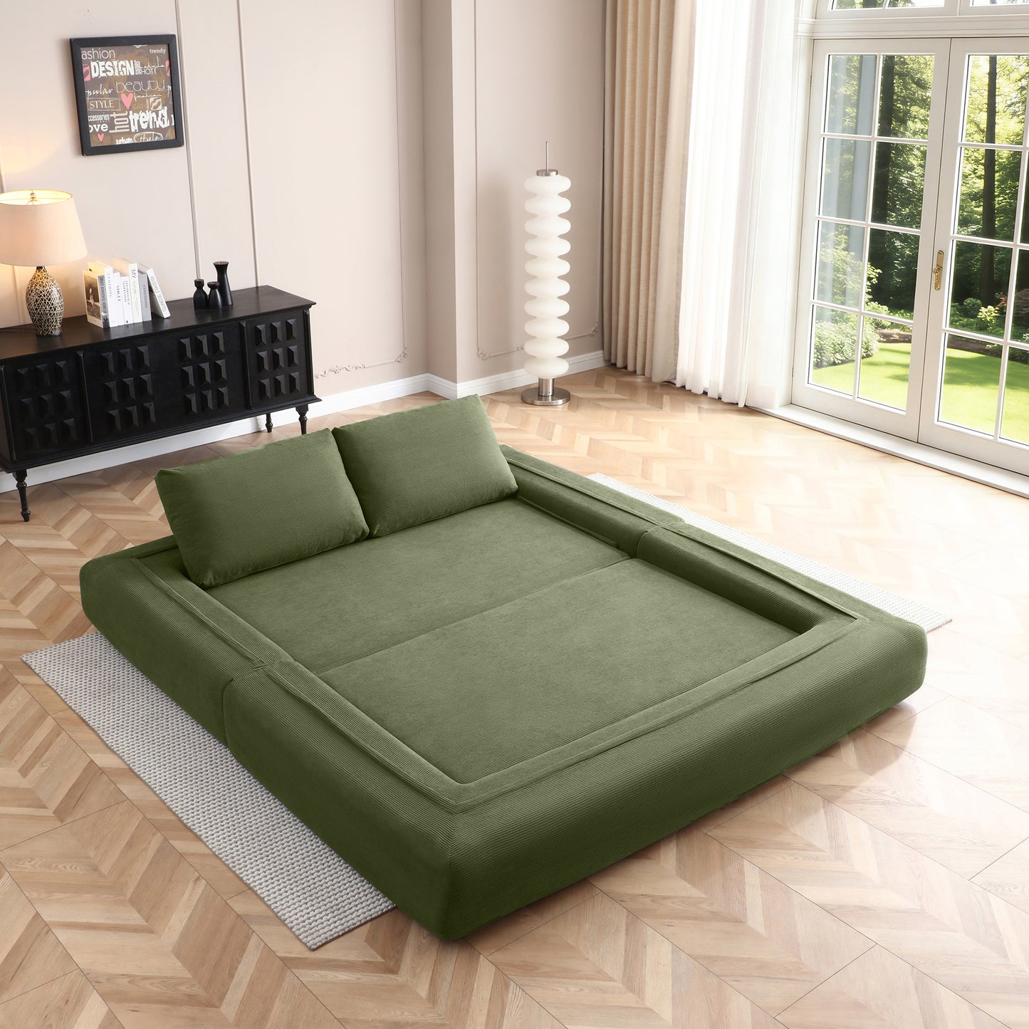 Corduroy Compression Loveseat — 2-Seat, 81"W — Green