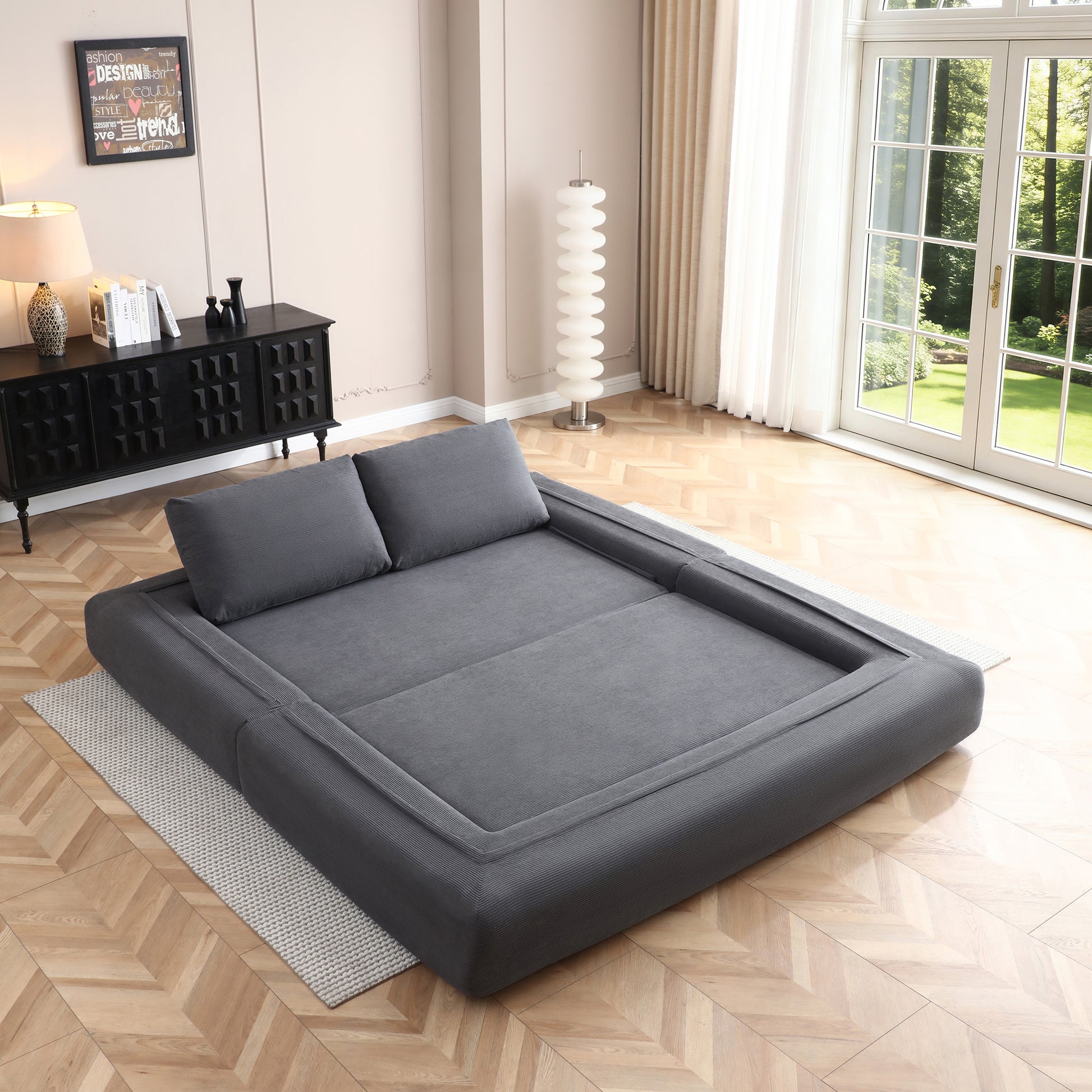 Corduroy Compression Loveseat — 2-Seat, 81"W — Gray
