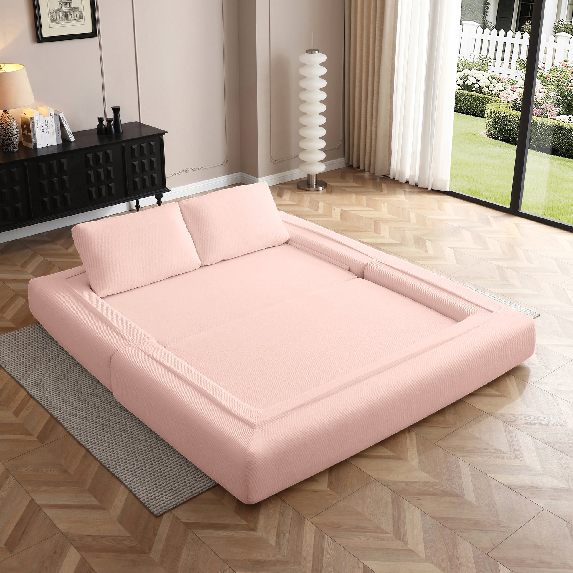 Corduroy Compression Loveseat — 2-Seat, 81"W — Light Pink