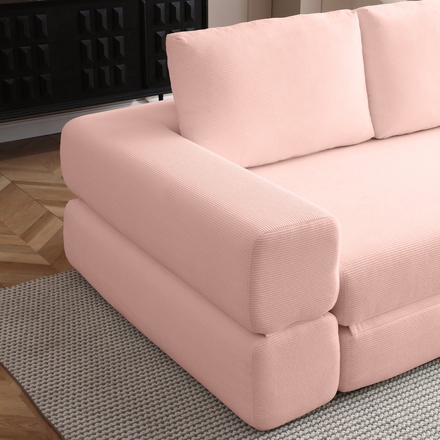 Corduroy Compression Loveseat — 2-Seat, 81"W — Light Pink