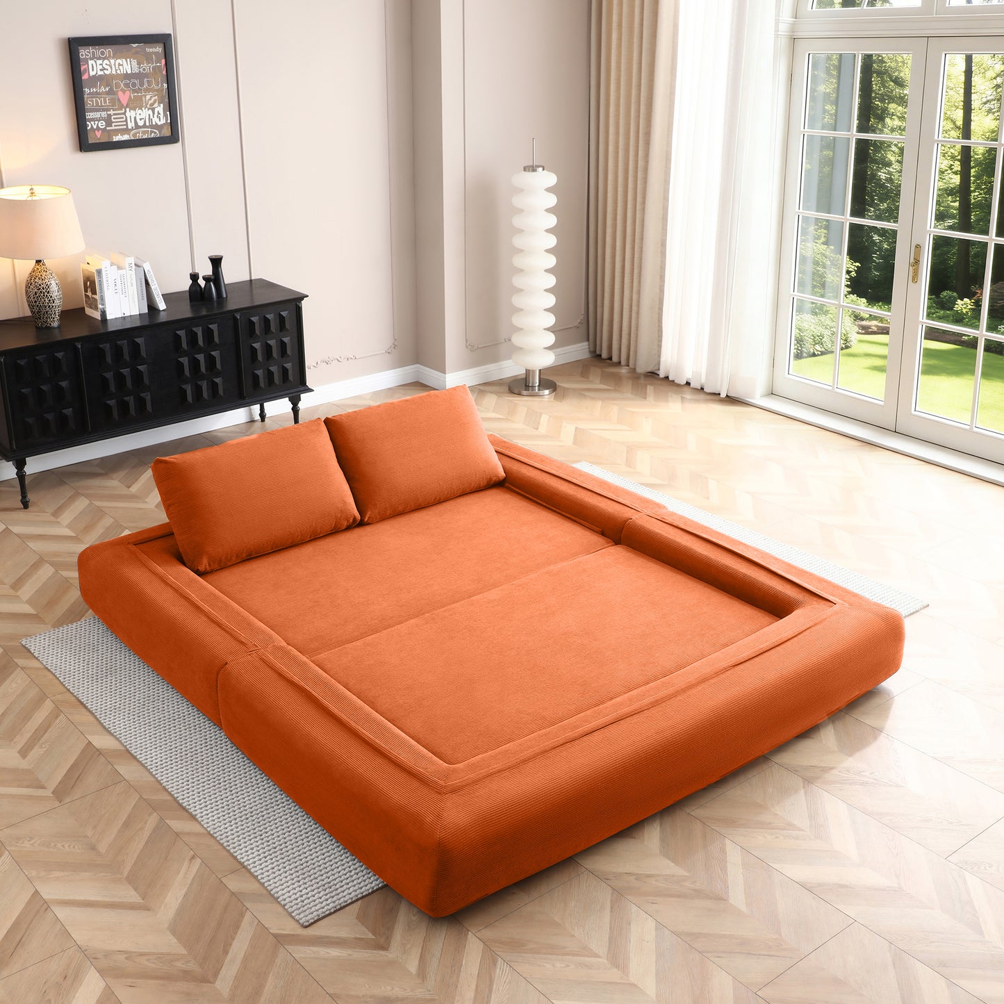Corduroy Compression Loveseat — 2-Seat, 81"W — Orange