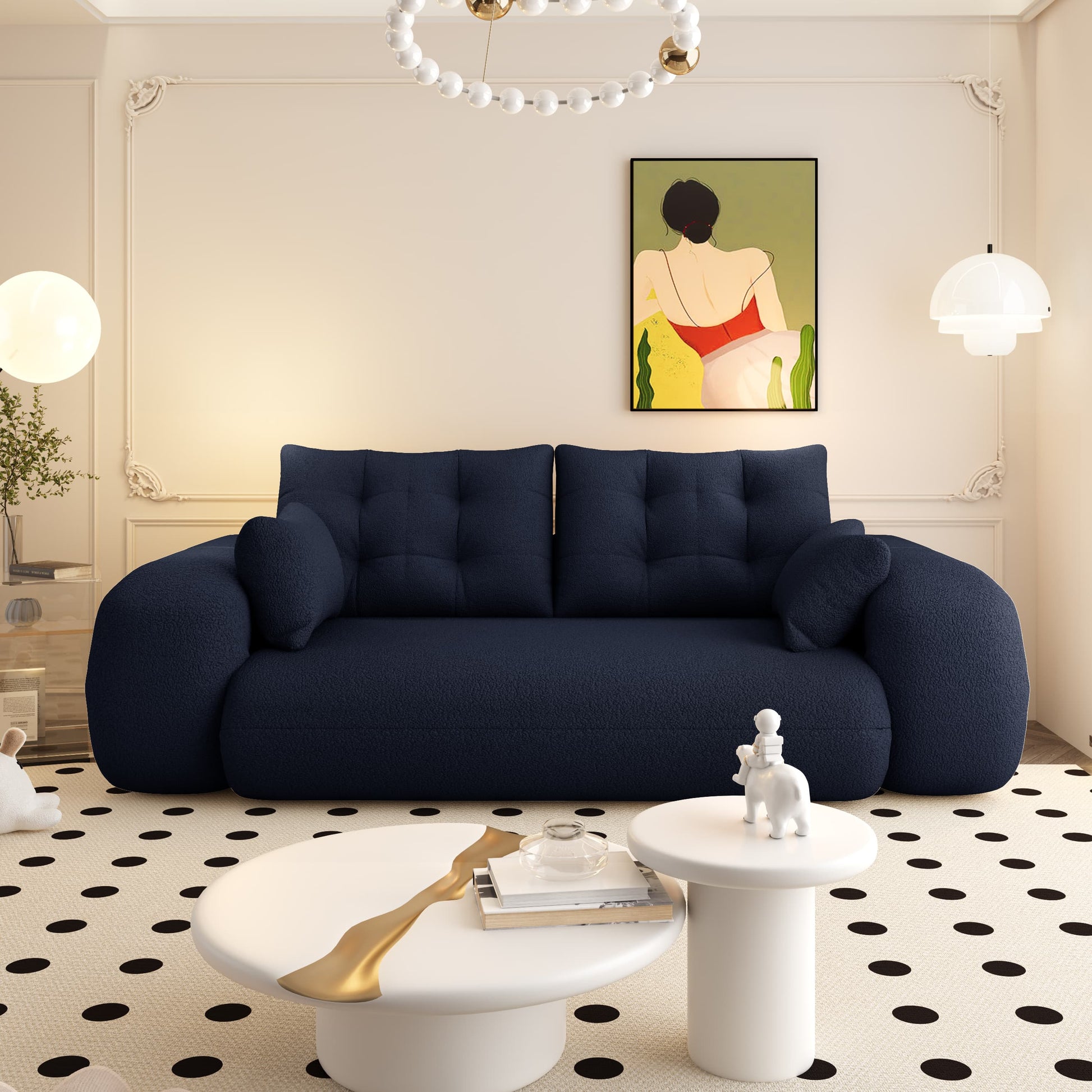 Sherpa Fleece Boneless Sofa Bed — 2-Seat — Dark Blue