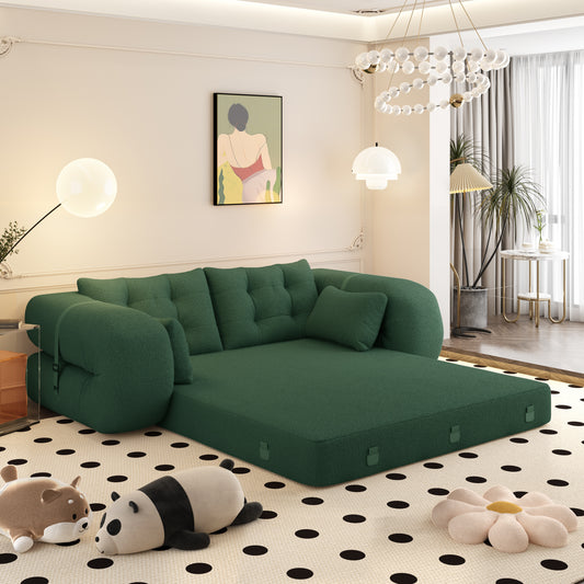 Sherpa Fleece Boneless Sofa Bed — 2-Seat — Green