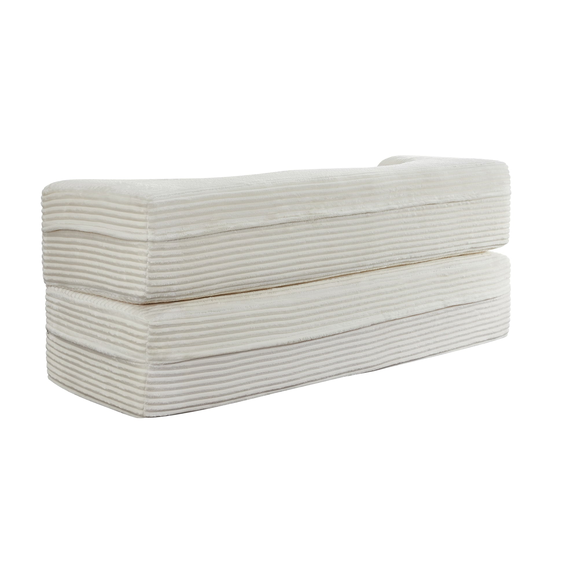 Corduroy Compression Loveseat — 2-Seat, 78"W — Beige + White