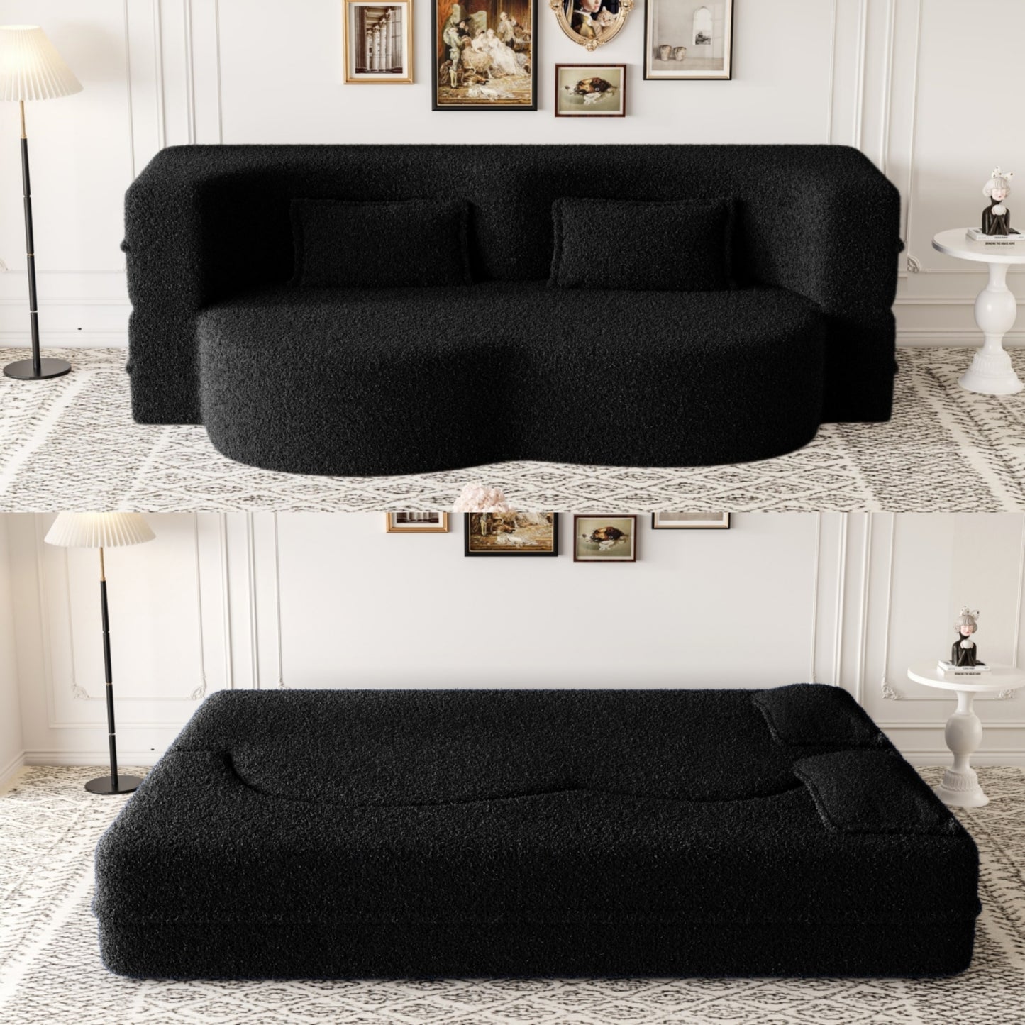 Corduroy Compression Loveseat — 2-Seat, 78"W — Black