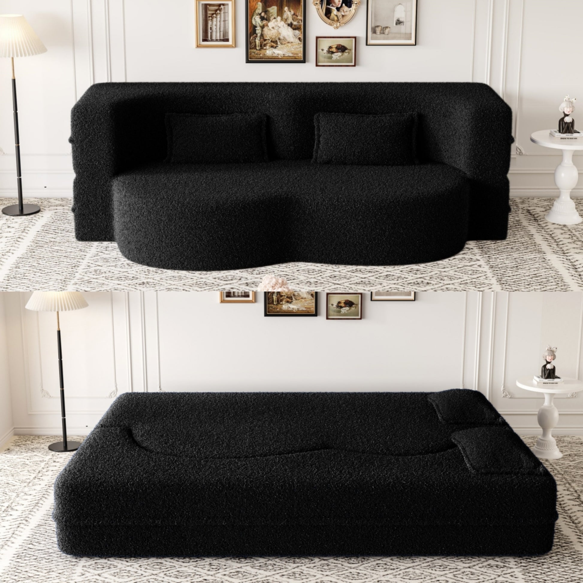 Corduroy Compression Loveseat — 2-Seat, 78"W — Black