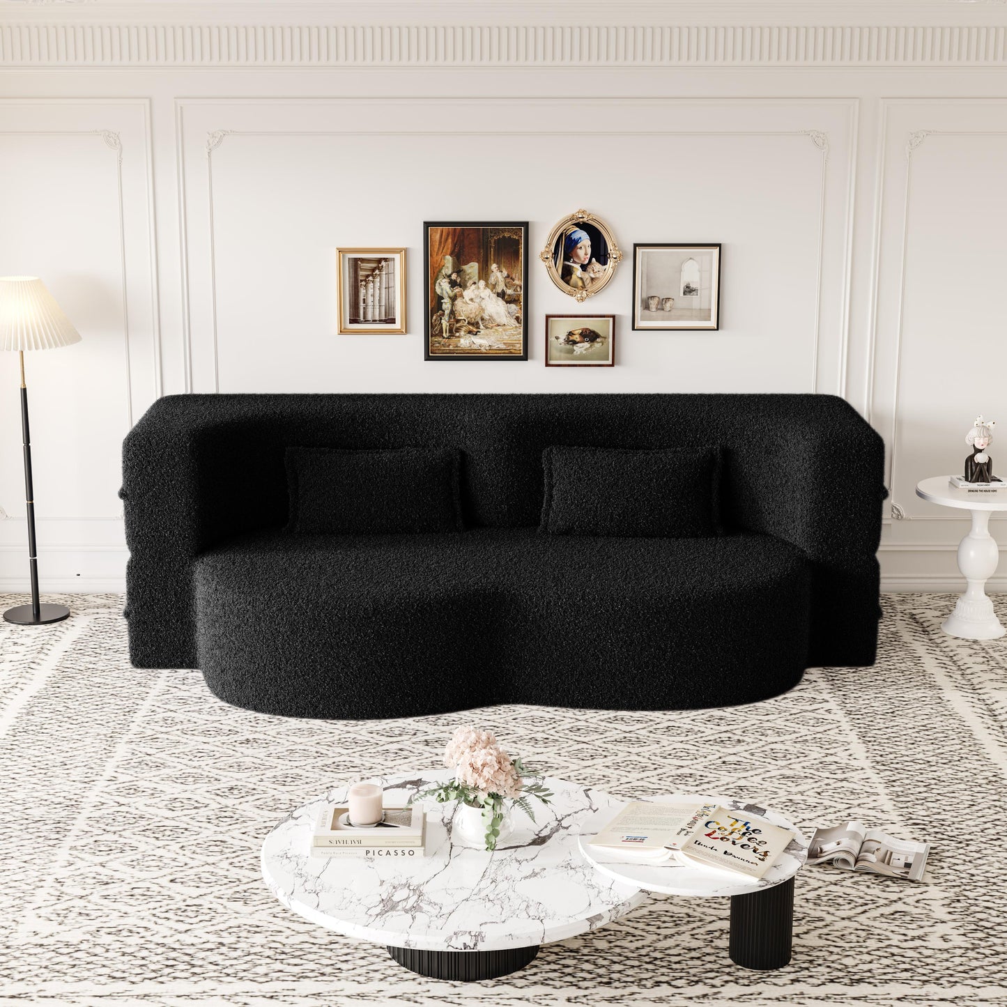 Corduroy Compression Loveseat — 2-Seat, 78"W — Black