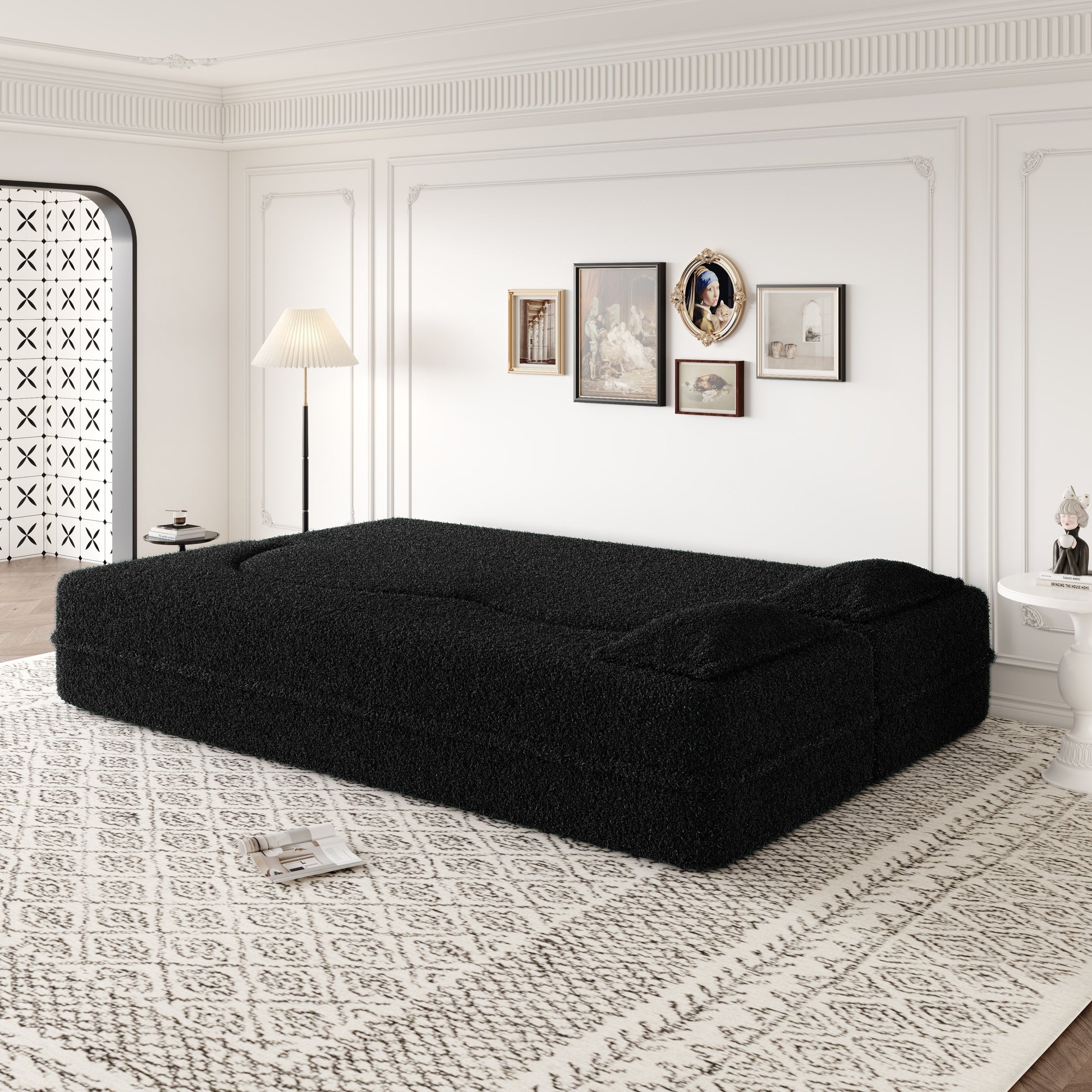 Corduroy Compression Loveseat — 2-Seat, 78"W — Black