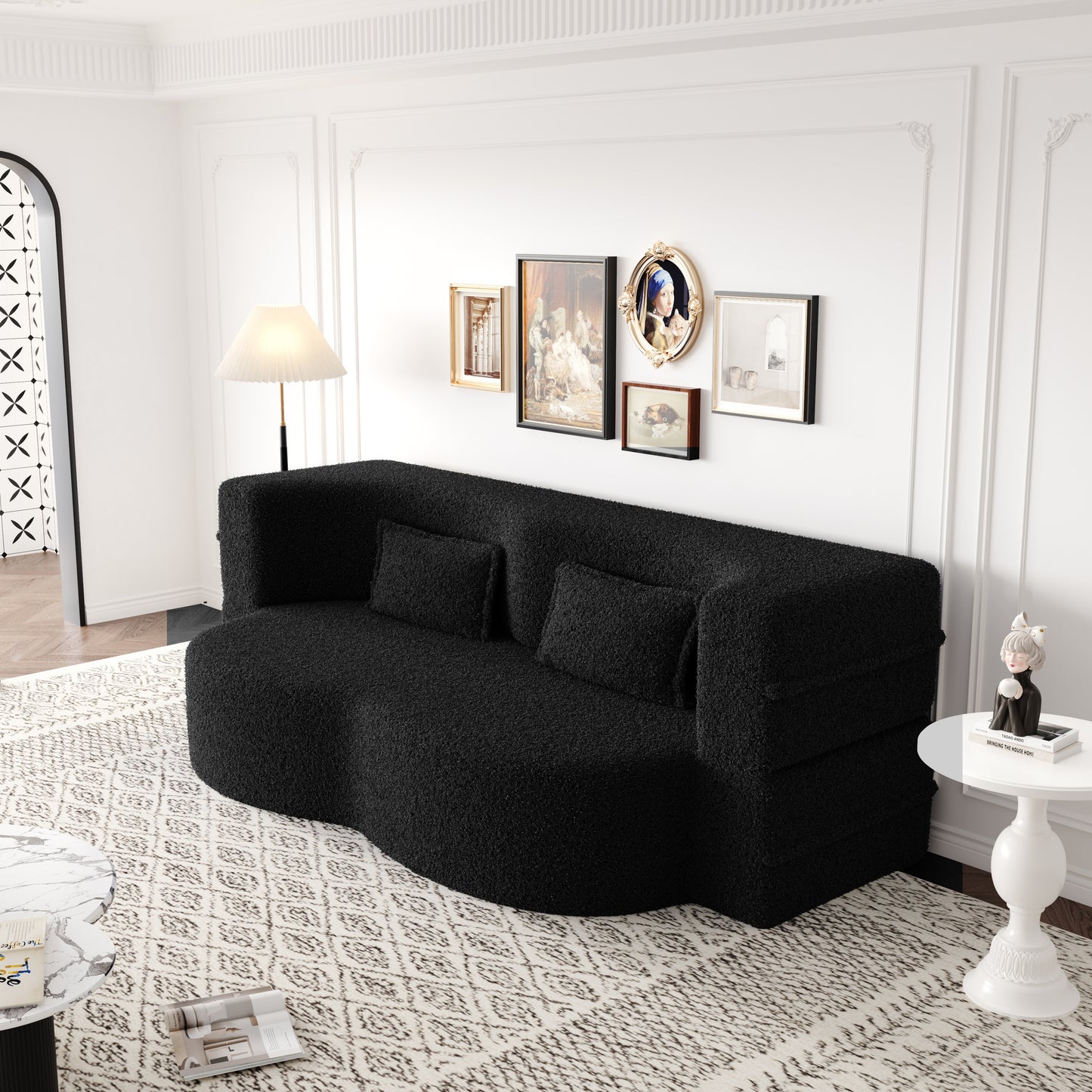 Corduroy Compression Loveseat — 2-Seat, 78"W — Black