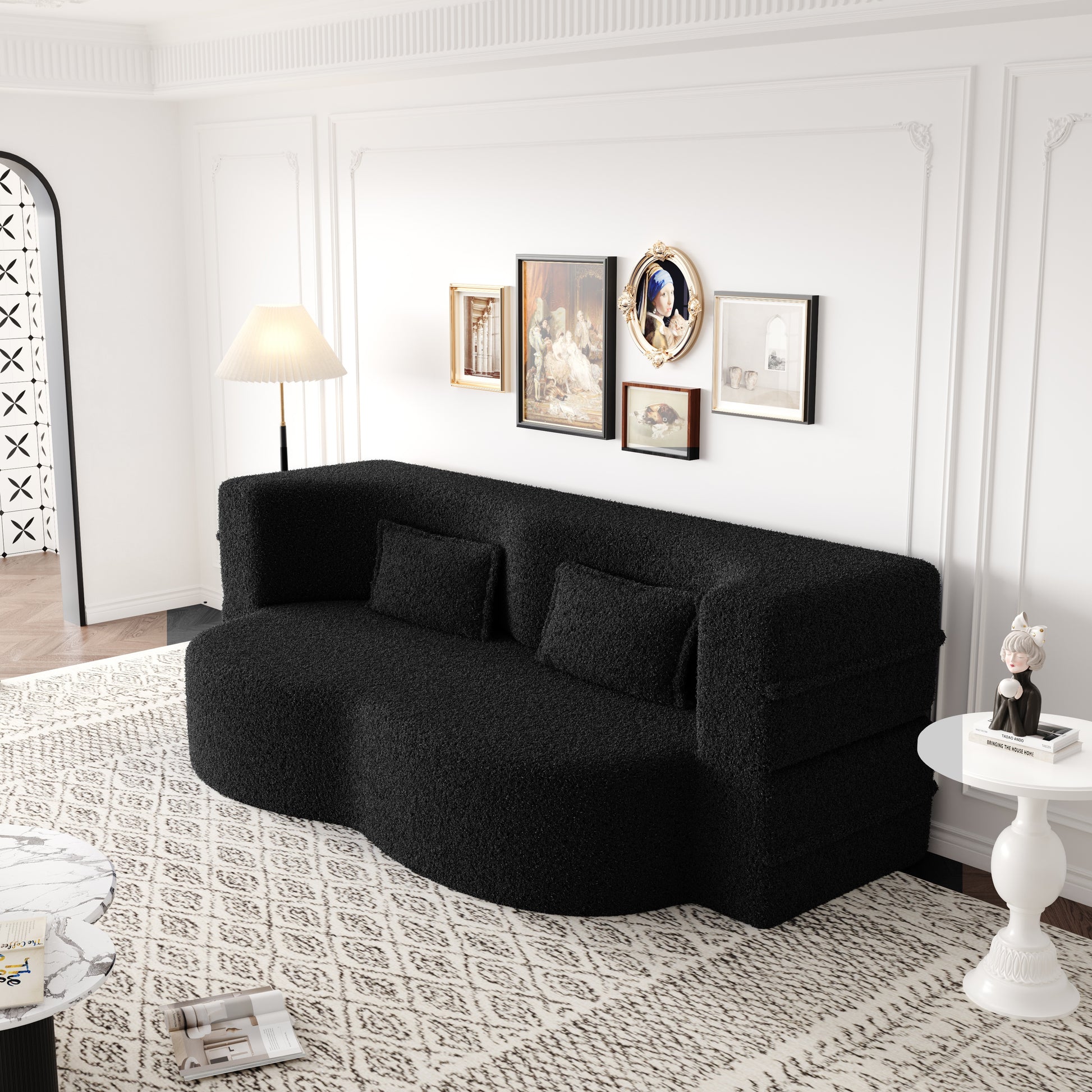 Corduroy Compression Loveseat — 2-Seat, 78"W — Black