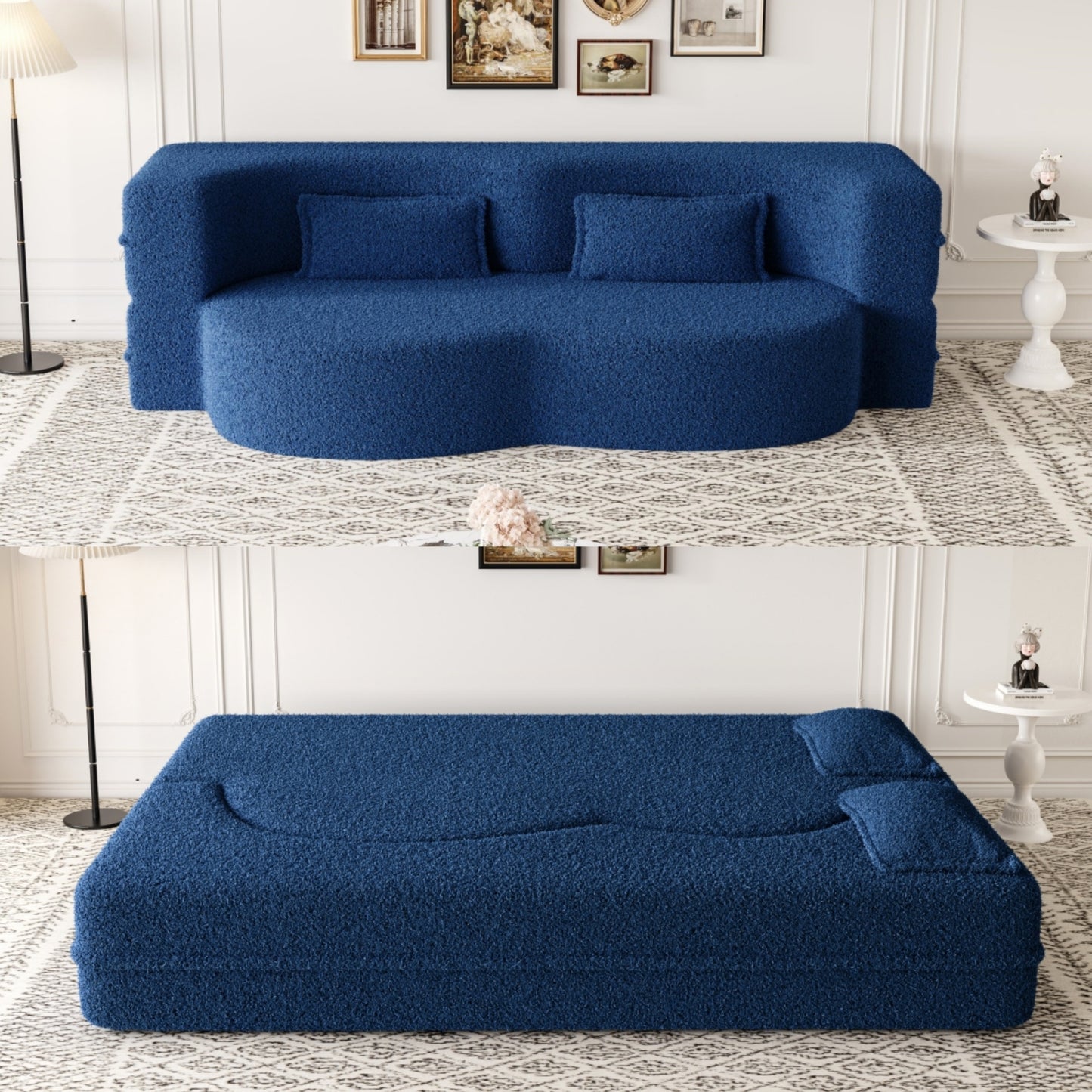 Corduroy Compression Loveseat — 2-Seat, 78"W — Blue