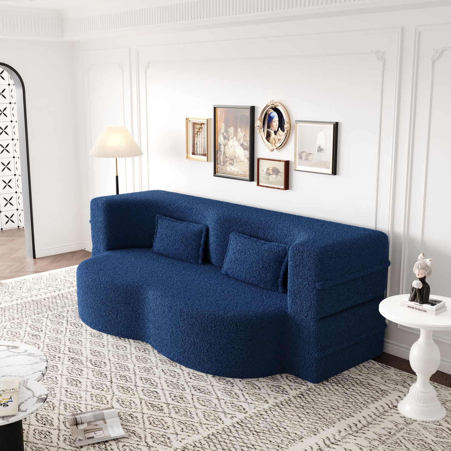 Corduroy Compression Loveseat — 2-Seat, 78"W — Blue