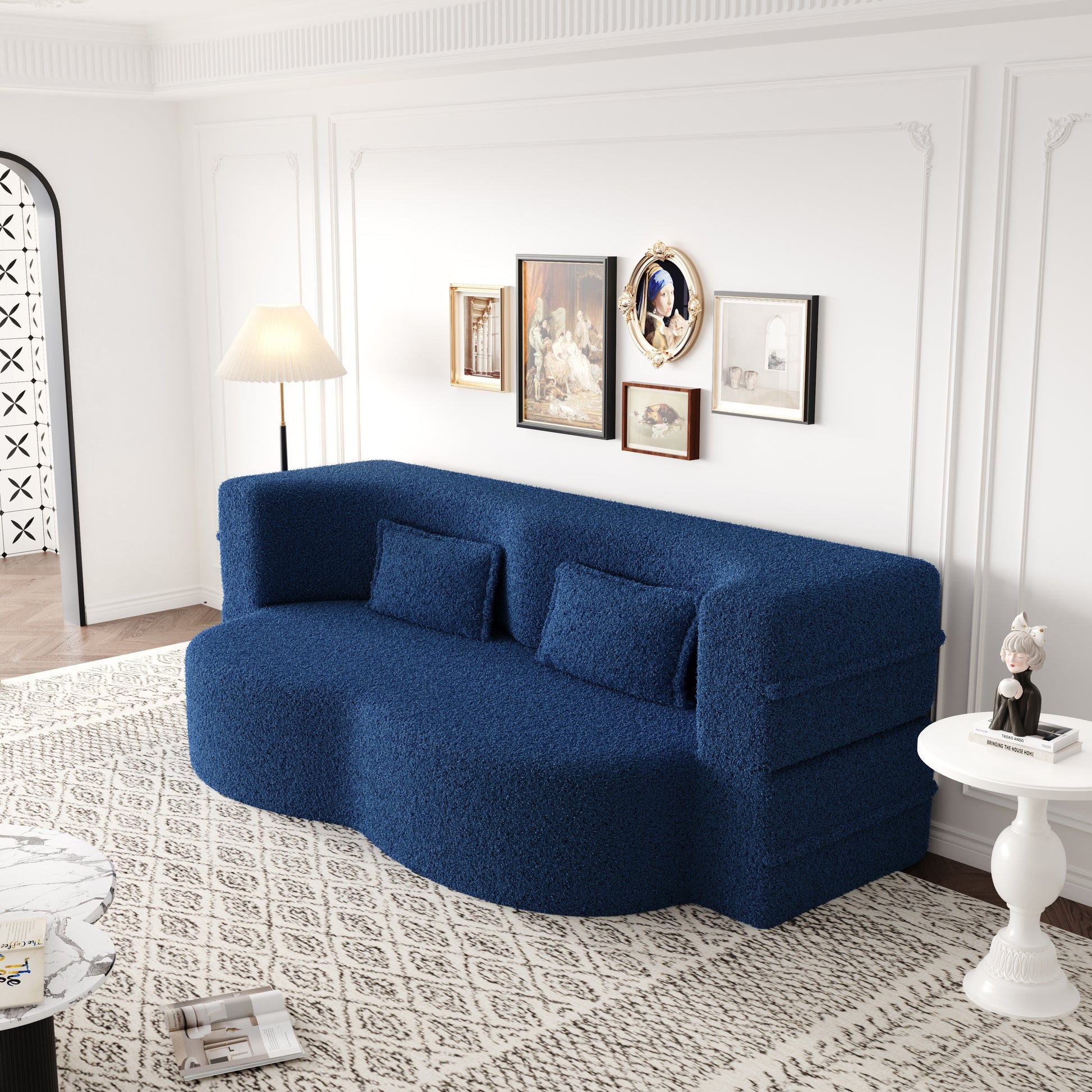Corduroy Compression Loveseat — 2-Seat, 78"W — Blue