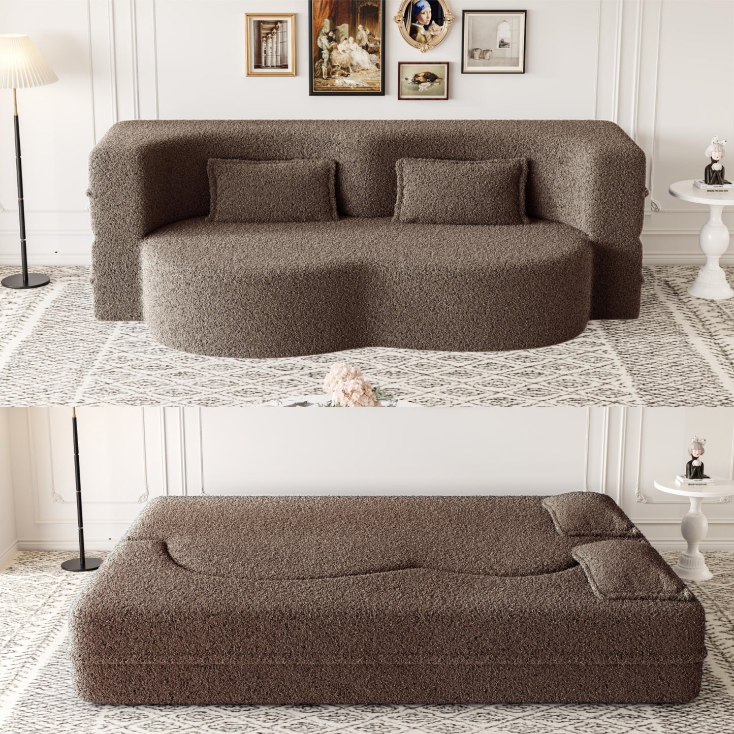 Corduroy Compression Loveseat — 2-Seat, 78"W — Brown