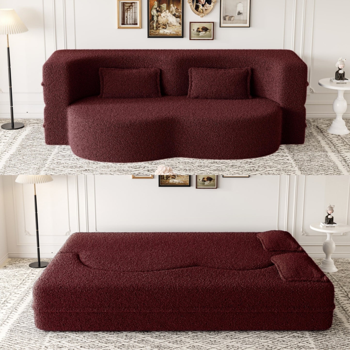 Corduroy Compression Loveseat — 2-Seat, 78"W — Burgundy