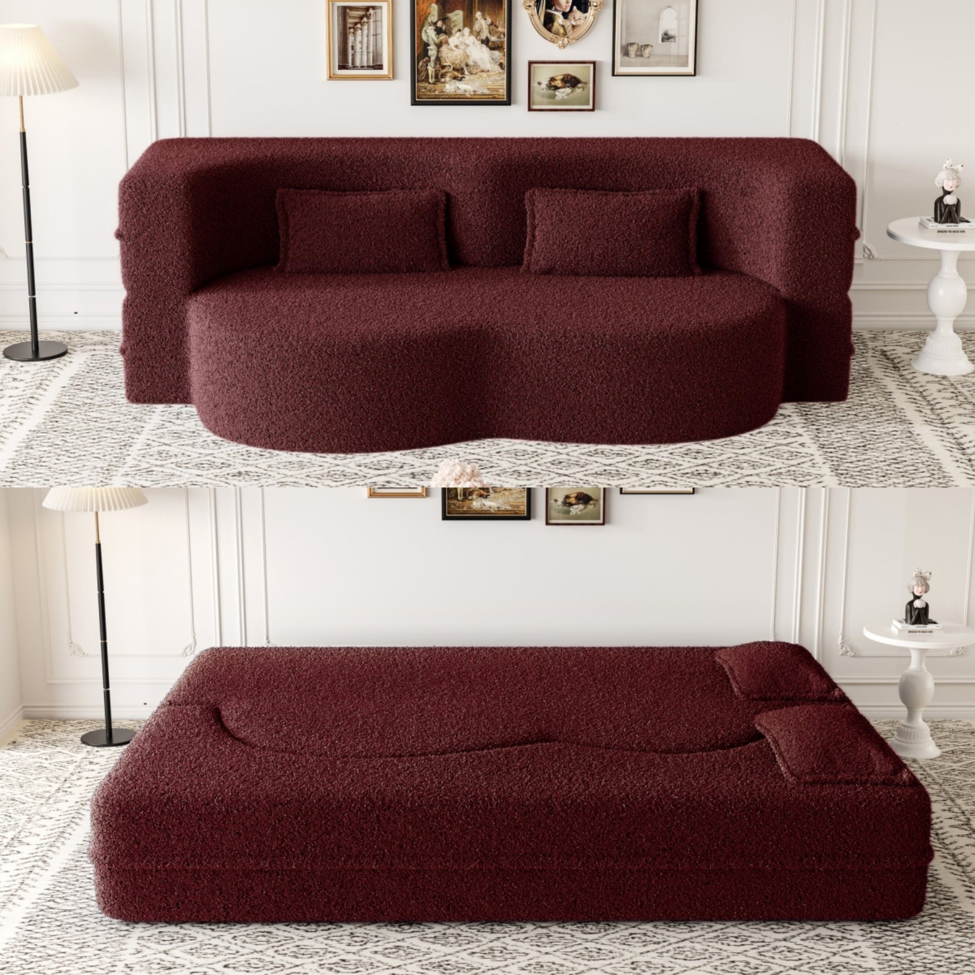 Corduroy Compression Loveseat — 2-Seat, 78"W — Burgundy