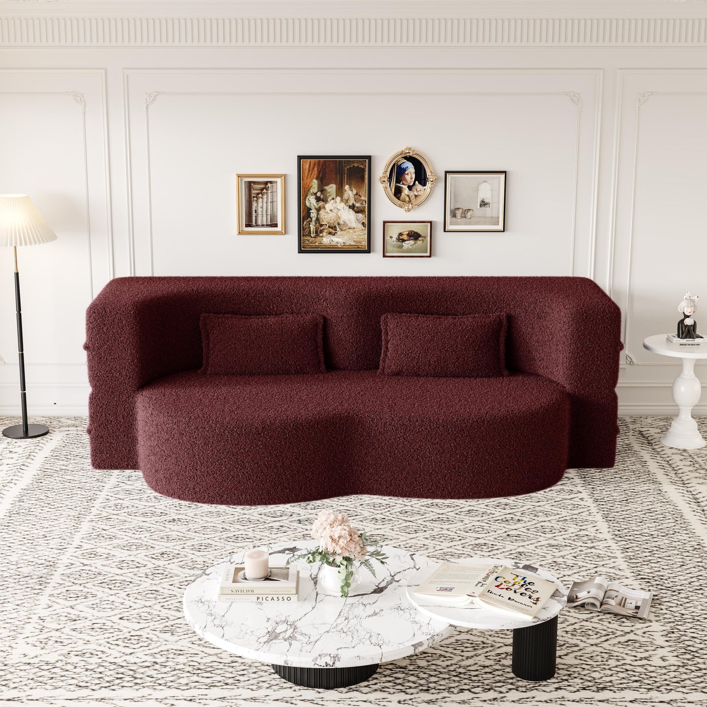 Corduroy Compression Loveseat — 2-Seat, 78"W — Burgundy