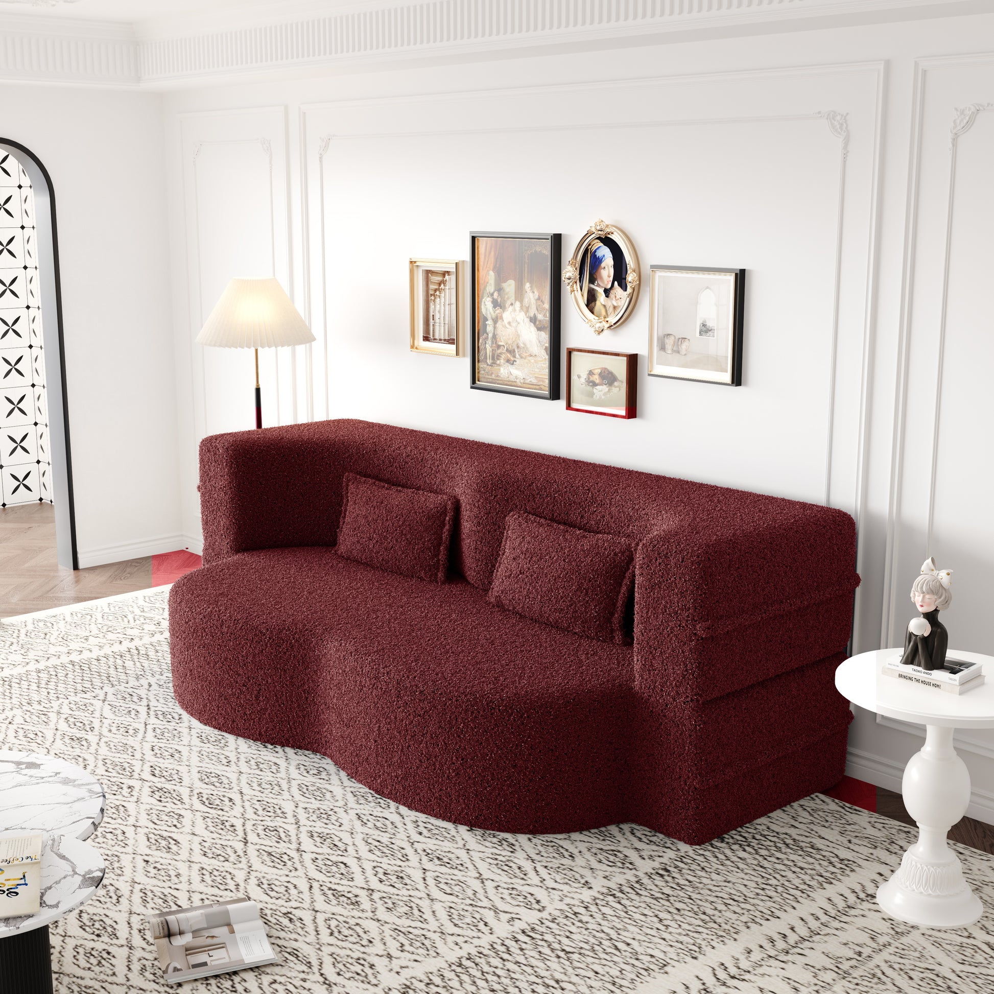 Corduroy Compression Loveseat — 2-Seat, 78"W — Burgundy