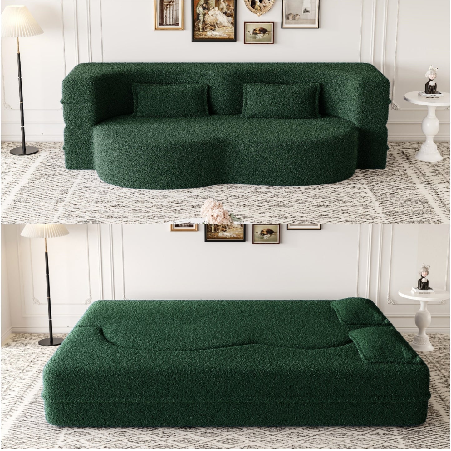 Corduroy Compression Loveseat — 2-Seat, 78"W — Green