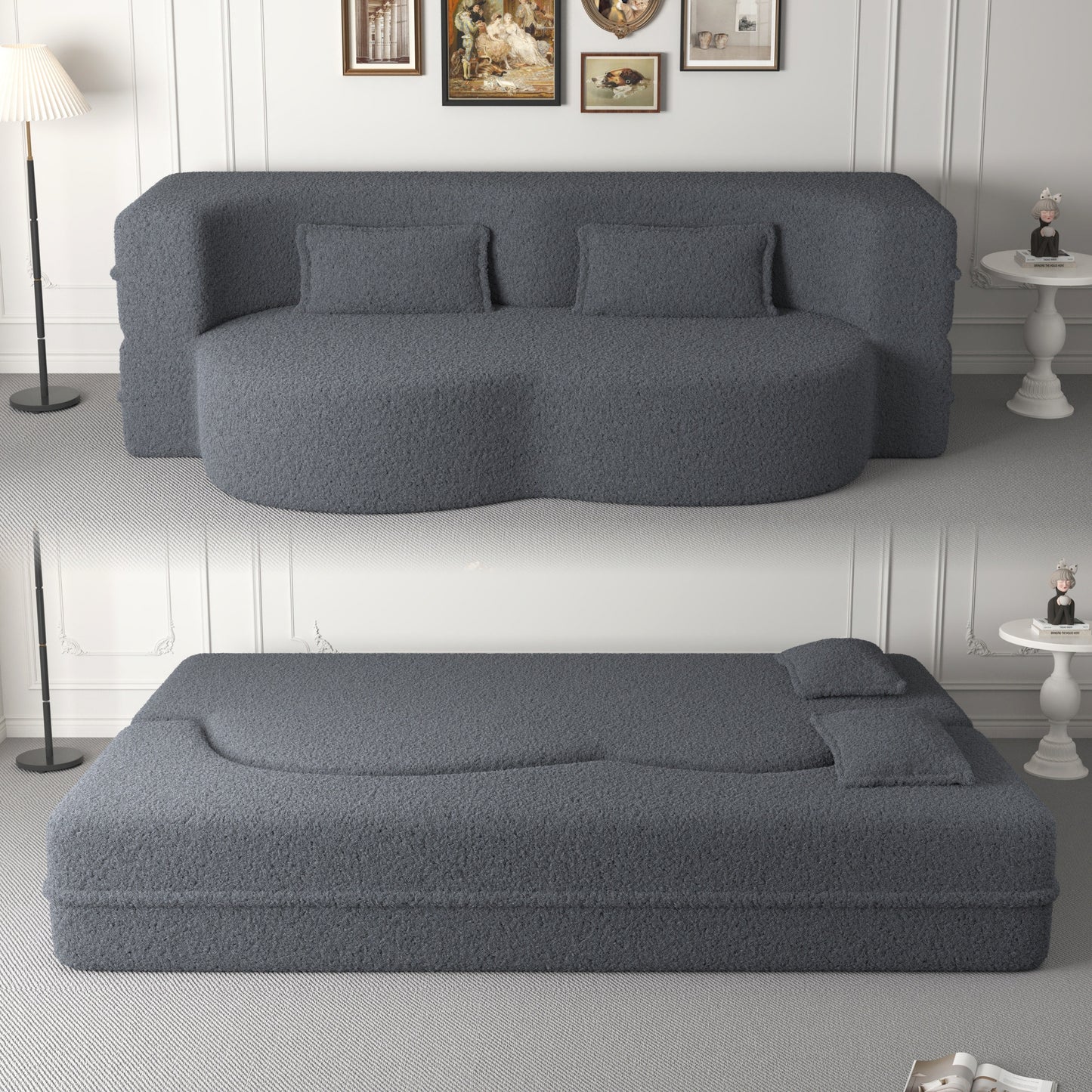 Corduroy Compression Loveseat — 2-Seat, 78"W — Grey